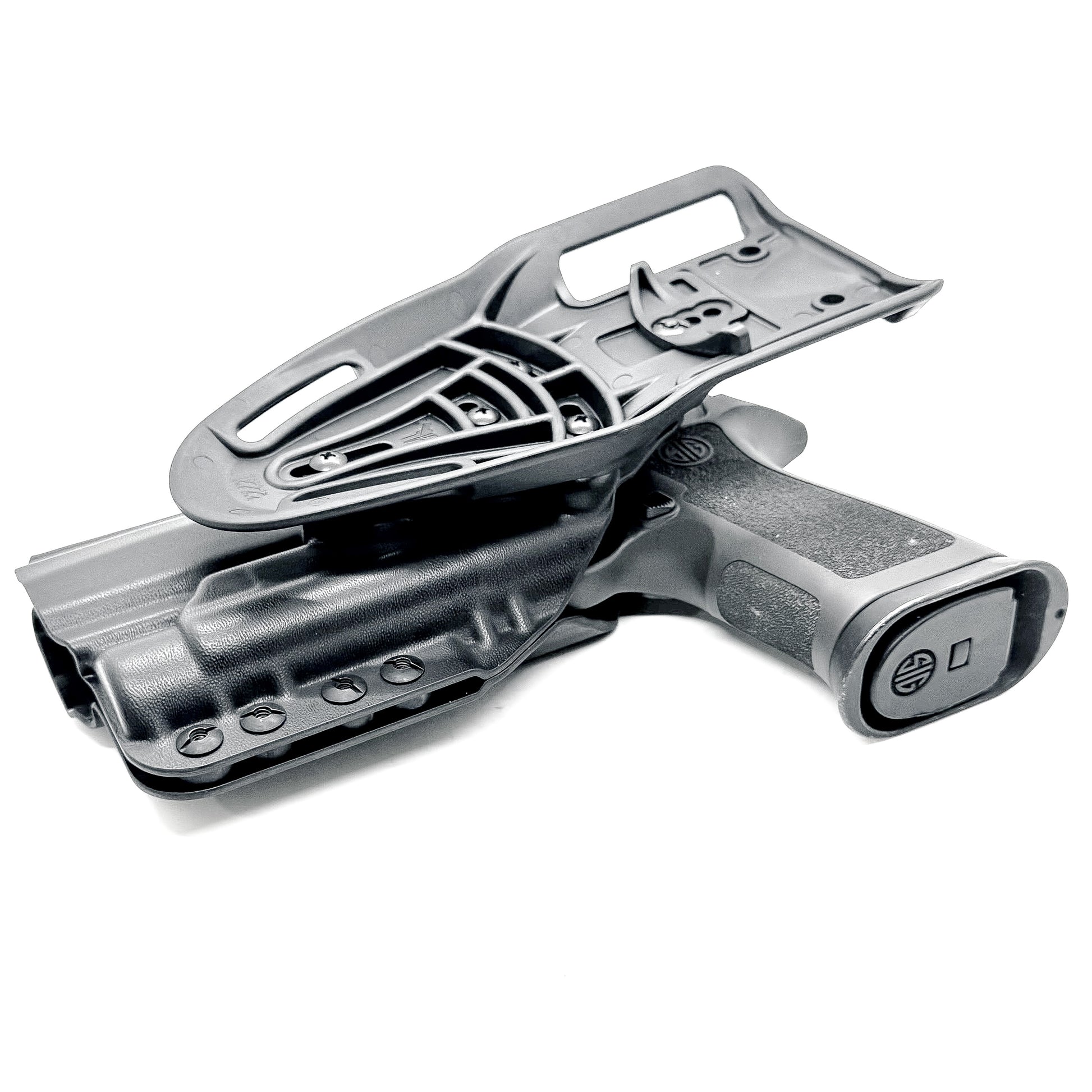 Black Sig Sauer P320 Align Tactitcal Thumb Rest & TLR-1 HL-X Duty & Competition Holster from 4BROS Holsters