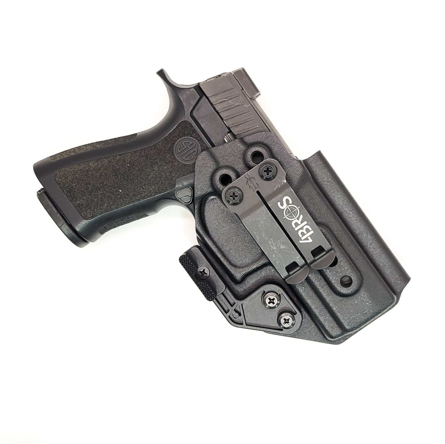 For the best IWB AIWB Inside Waistband Holster for the P320 Compact, Carry, M18 & P320 Wilson Combat Carry grip module pistols, shop Four Brothers Holsters.