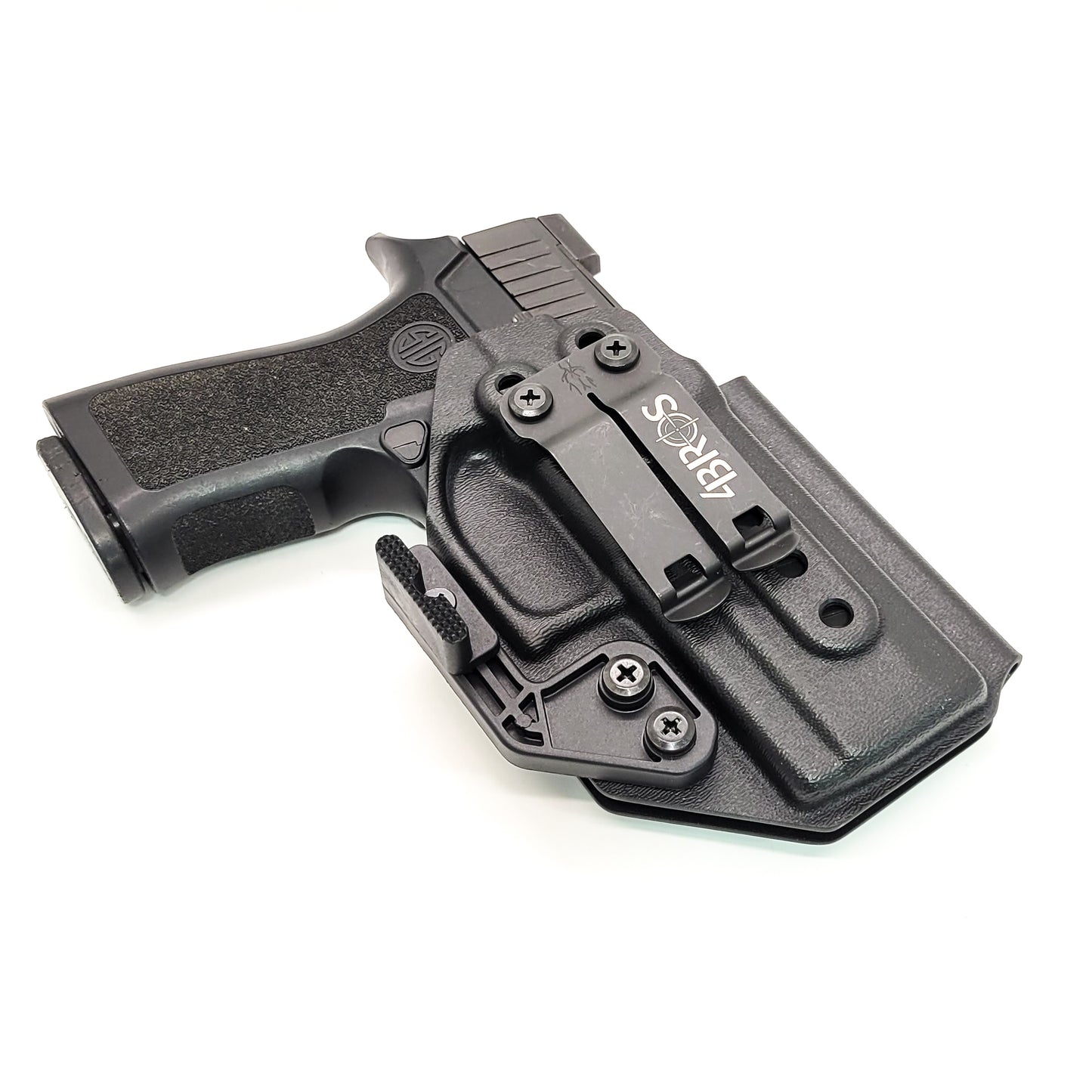 For the best IWB AIWB Inside Waistband Holster for the P320 Compact, Carry, M18 & P320 Wilson Combat Carry grip module pistols, shop Four Brothers Holsters.