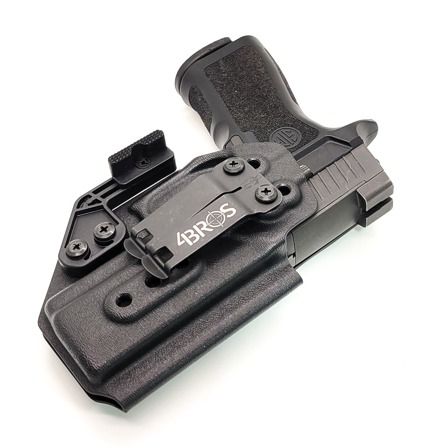 For the best IWB AIWB Inside Waistband Holster for the P320 Compact, Carry, M18 & P320 Wilson Combat Carry grip module pistols, shop Four Brothers Holsters.