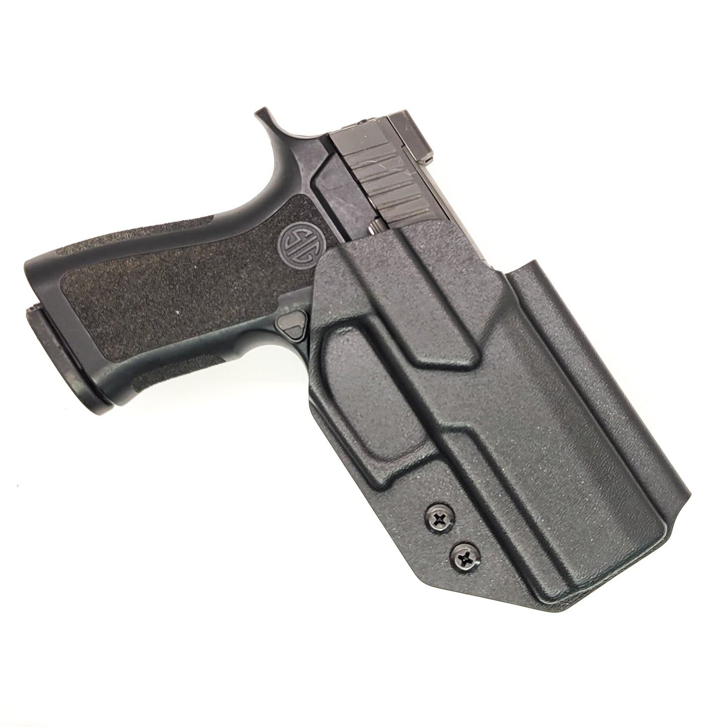 For the best OWB Outside Waistband Holster for the Sig Sauer P320 Carry, Compact, M18 pistols, and Wilson Combat Carry grip module, shop Four Brothers Holsters.