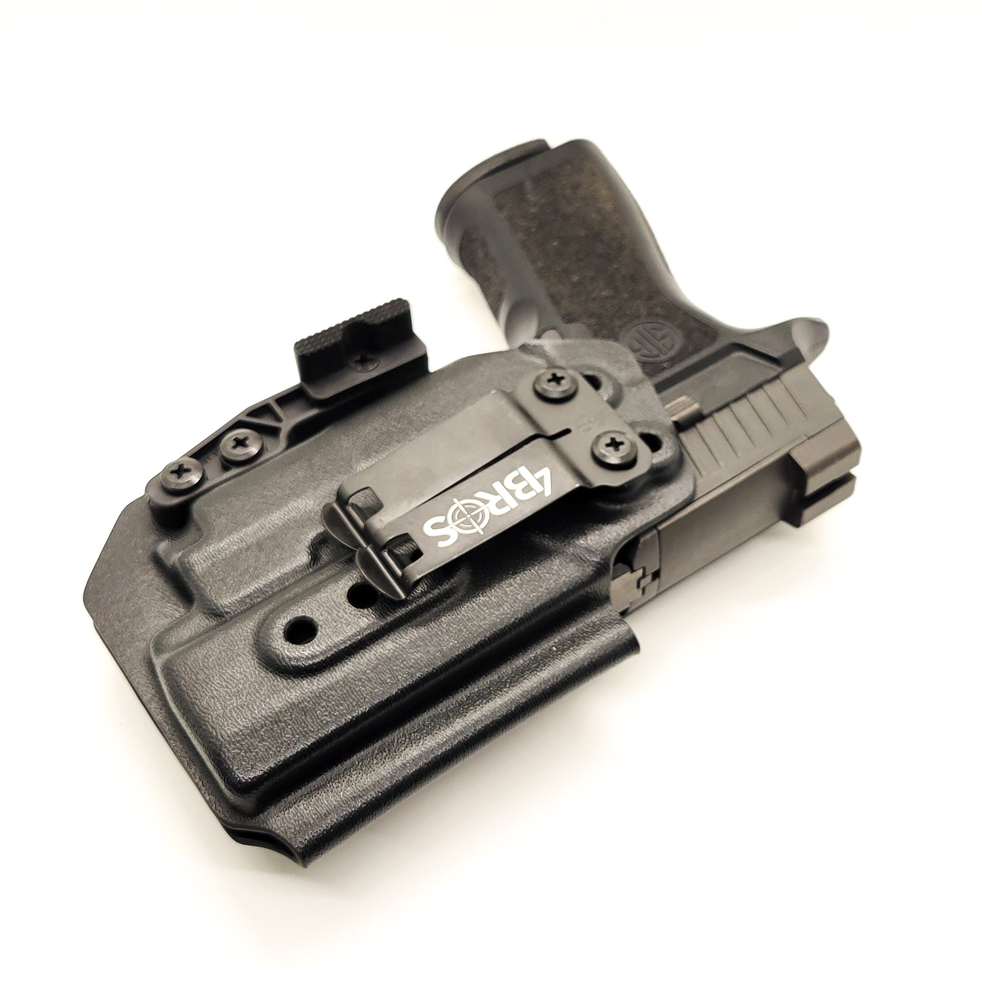 For the best IWB Inside waistband holster for Sig Sauer P320  Compact, Carry, or M18 & Olight PL-Mini 2 with GoGun USA Gas Pedal, shop Four Brothers holsters.