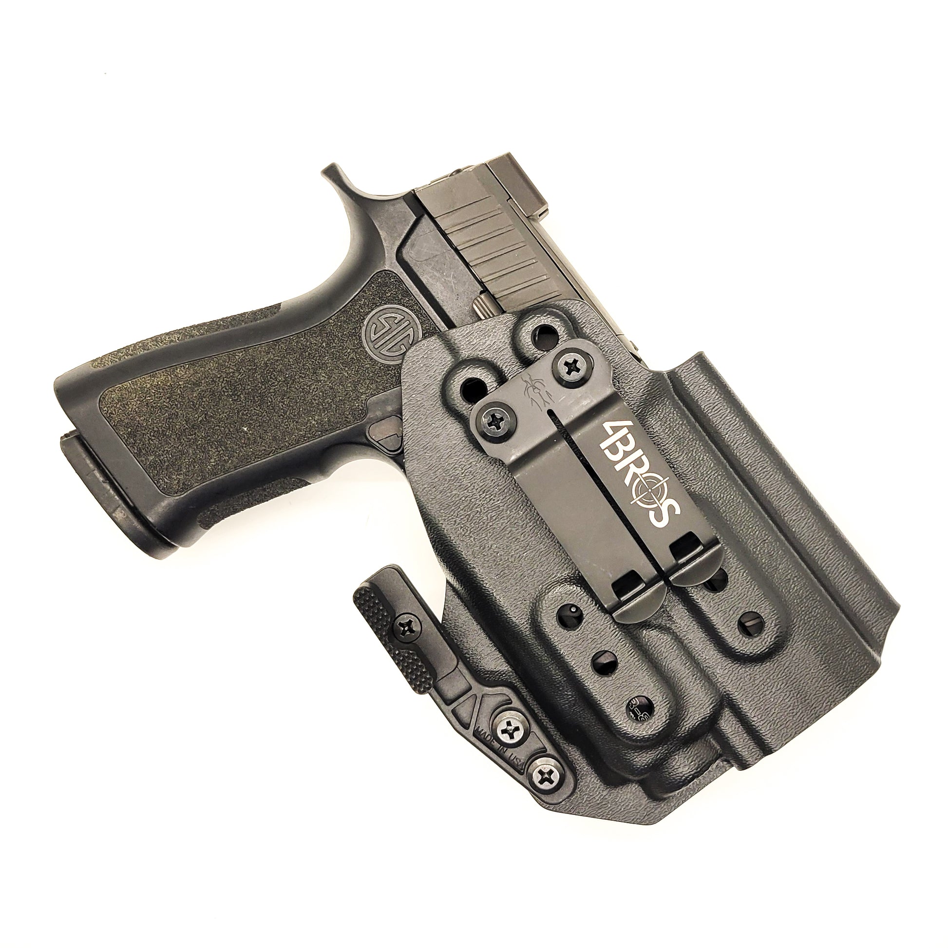 For the best IWB Kydex Inside Waistband Holster for the Sig Sauer P320 Compact & Carry & Align Tactical Thumb Rest & Streamlight TLR-8 A, shop 4BROS Holsters.