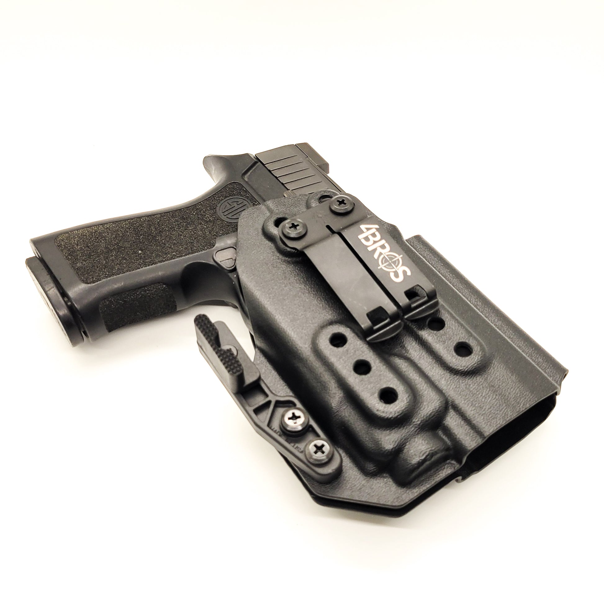 For the best IWB Kydex Inside Waistband Holster for the Sig Sauer P320 Compact & Carry & Align Tactical Thumb Rest & Streamlight TLR-8 A, shop 4BROS Holsters.
