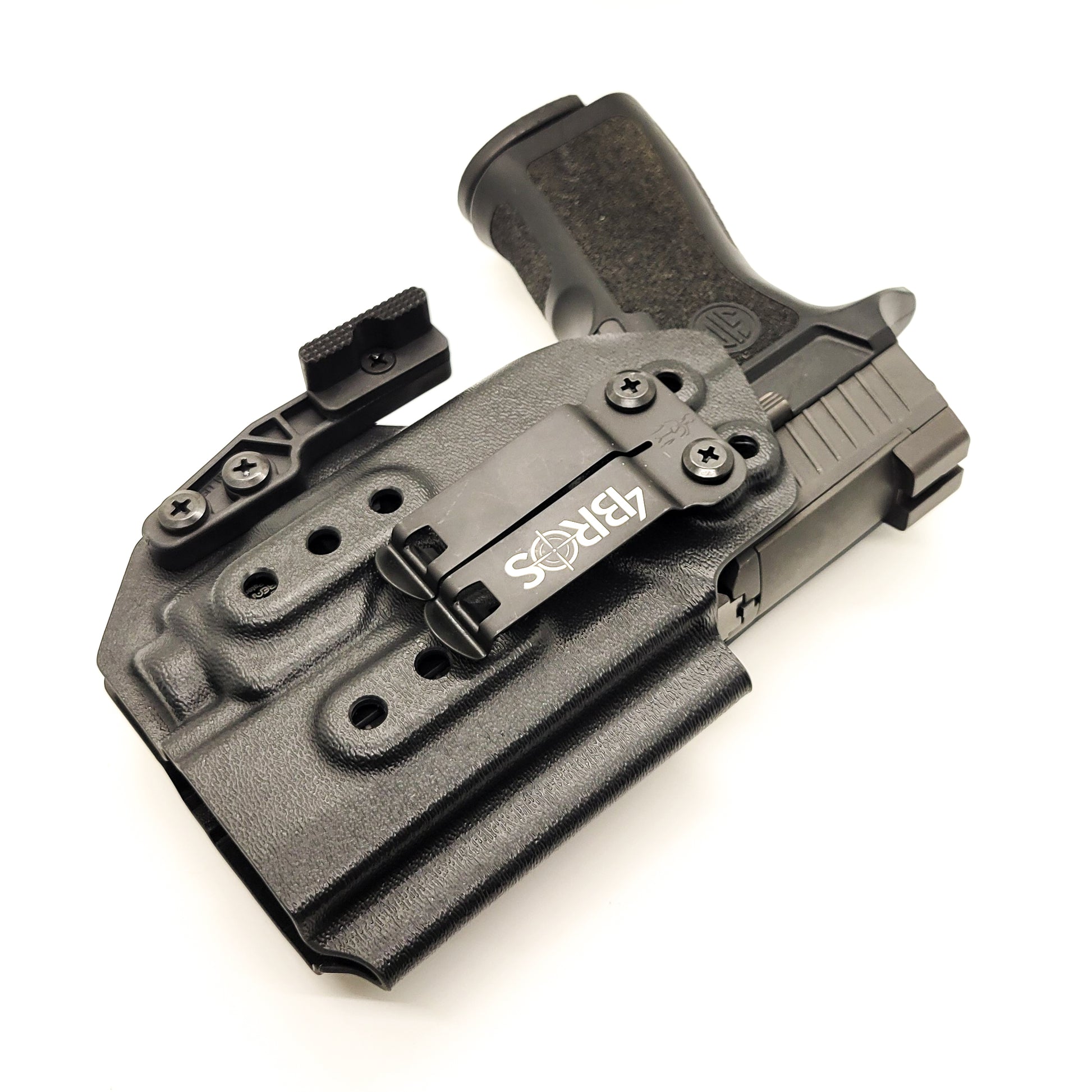 For the best IWB Kydex Inside Waistband Holster for the Sig Sauer P320 Compact & Carry & Align Tactical Thumb Rest & Streamlight TLR-8 A, shop 4BROS Holsters.