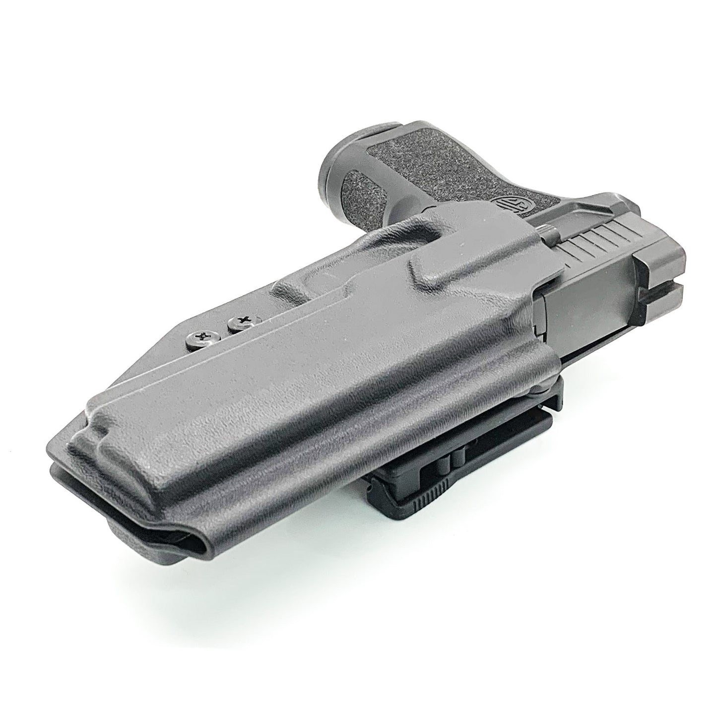 For the best Outside Waistband OWB Kydex holster for the Sig Sauer P320 Full Size X5 or M17 pistol shop Four Brothers 4BROS Holsters. Proudly made in the USA.