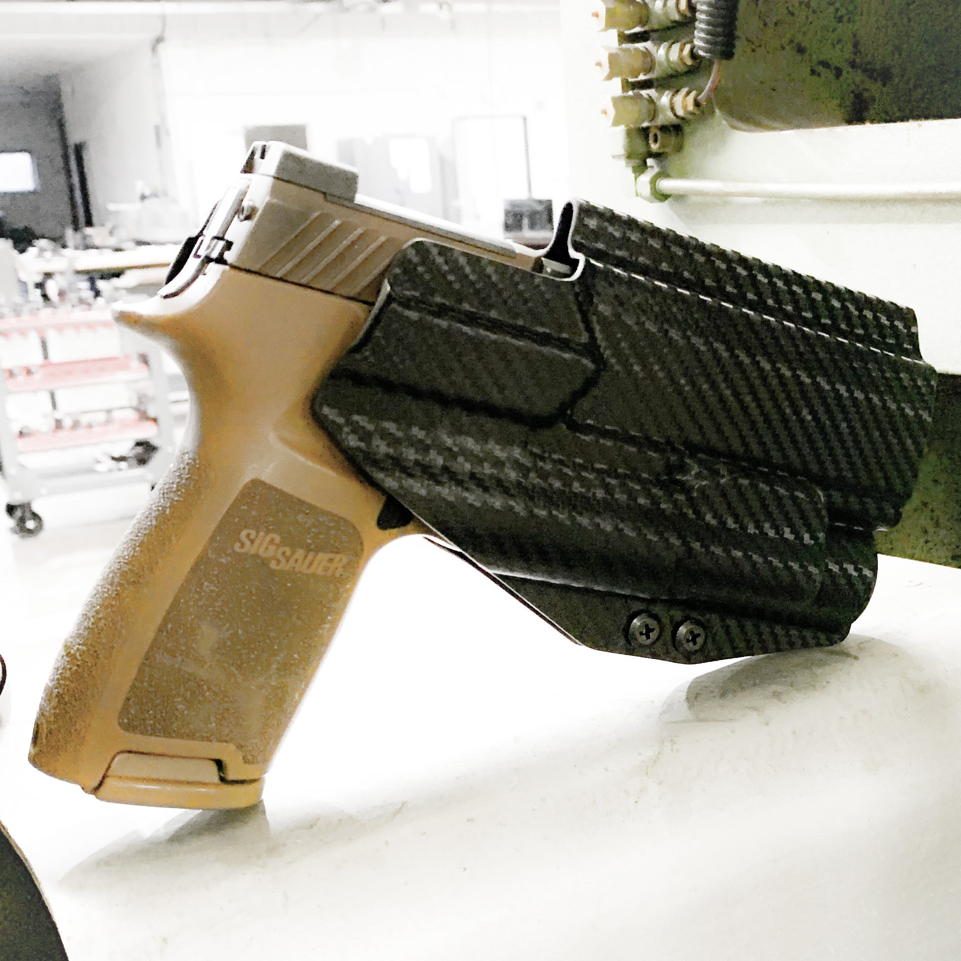 For the best OWB Holster for the Sig Sauer P320 Full Size, Carry, Compact, M17, M18, X-Five or X5 pistol & Streamlight TLR-1, shop Four Brothers Holsters.