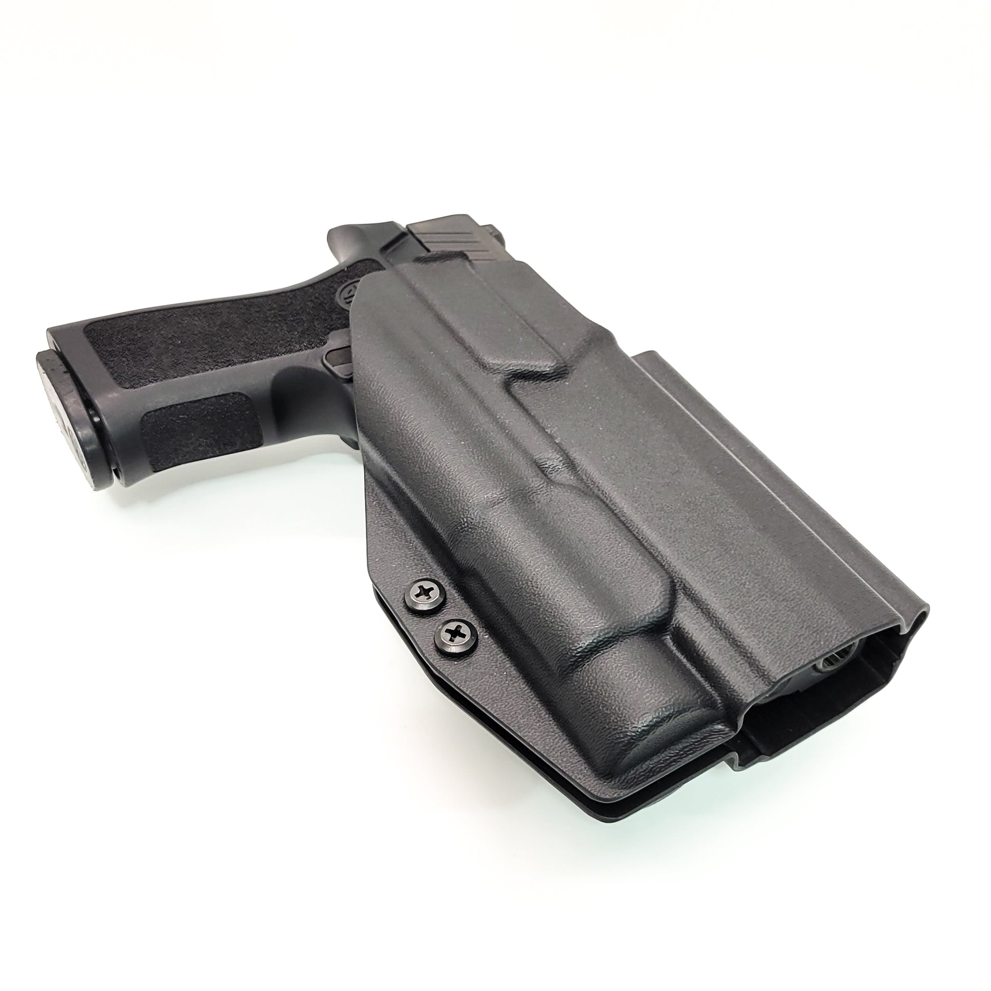 For the best OWB Holster for the Sig Sauer P320 Full Size, Carry, Compact, M17, M18, X-Five or X5 pistol & Streamlight TLR-1, shop Four Brothers Holsters.
