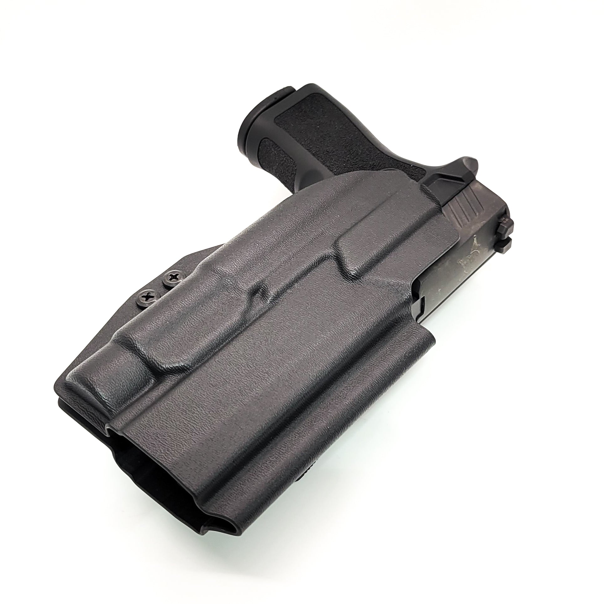 For the best OWB Holster for the Sig Sauer P320 Full Size, Carry, Compact, M17, M18, X-Five or X5 pistol & Streamlight TLR-1, shop Four Brothers Holsters.