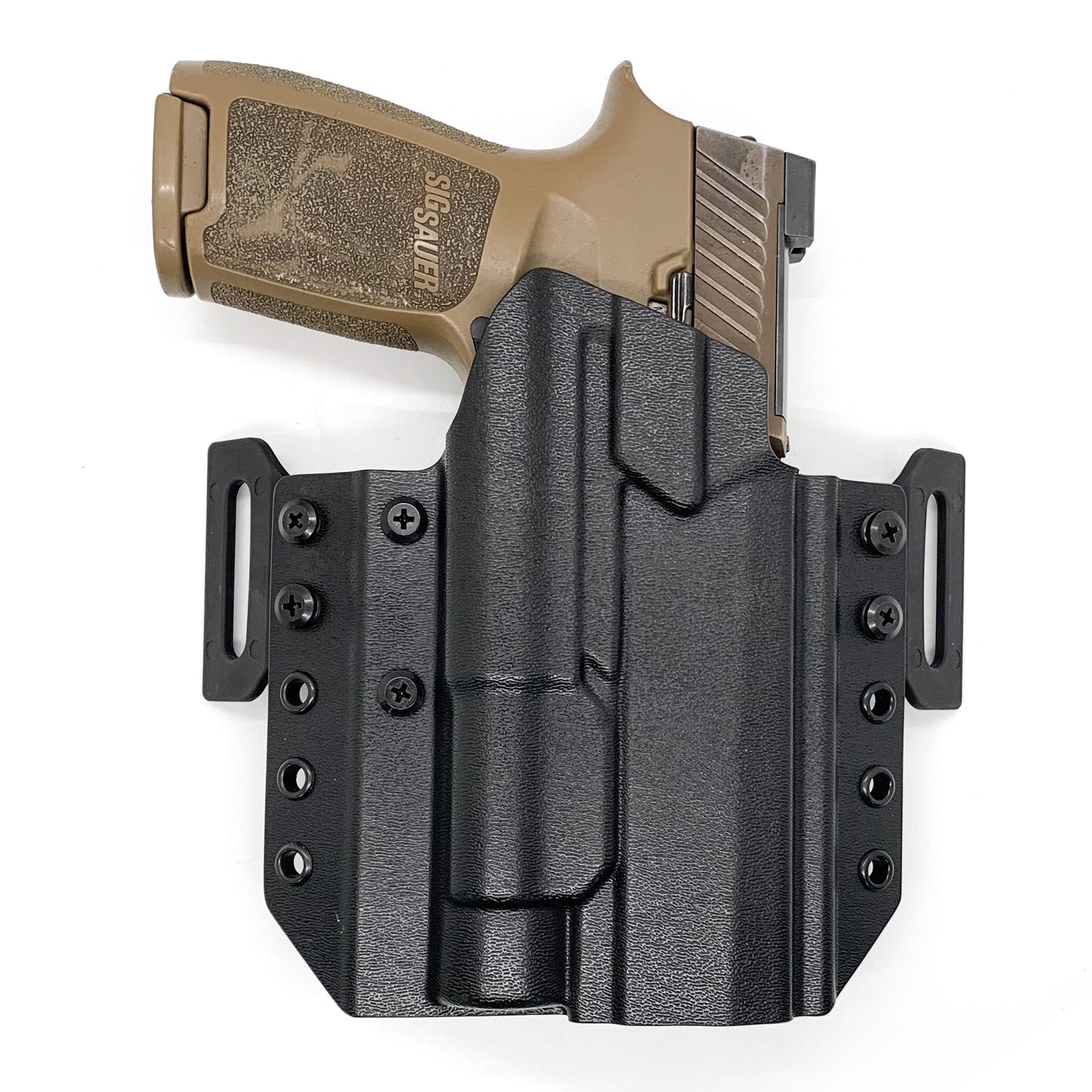 For the best OWB Outside Waistband pancake-style holster for the Sig Sauer P320 with the Streamlight TLR-1 HL or  TLR-1, shop Four Brothers 4BROS Holsters.