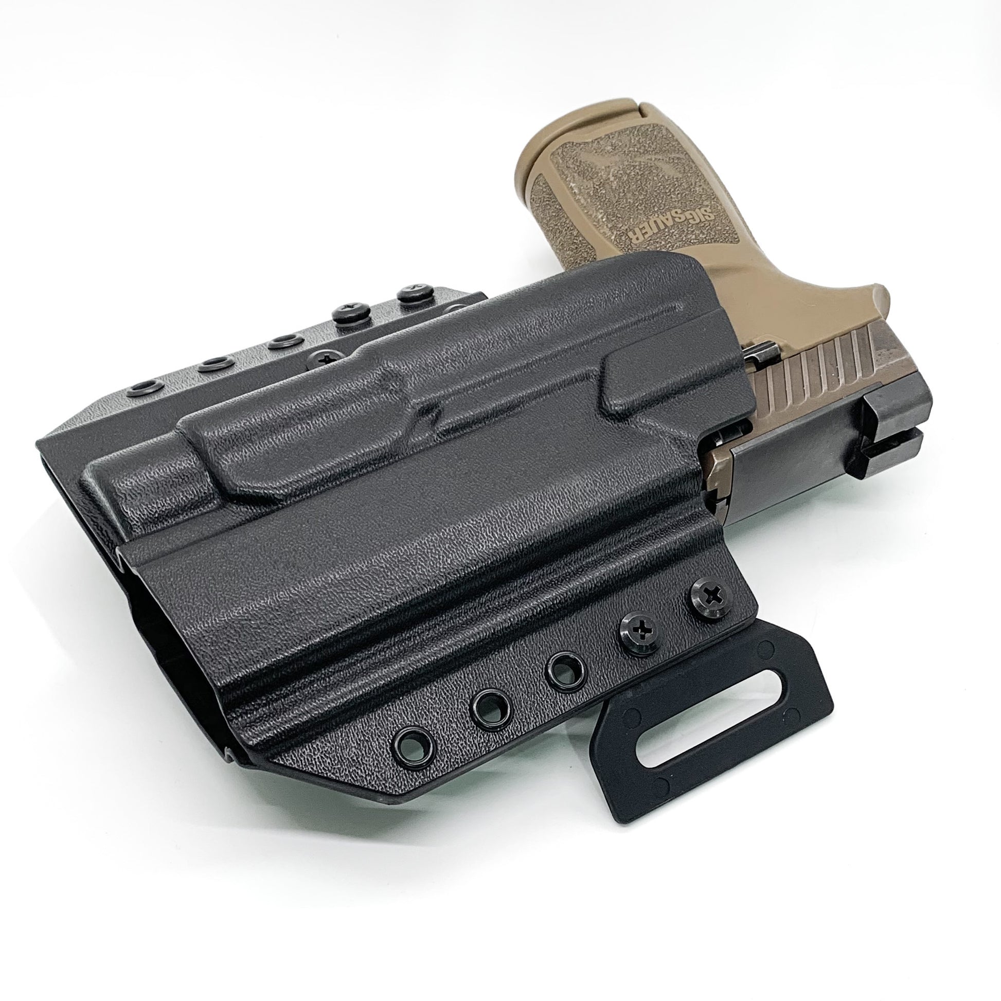 For the best OWB Outside Waistband pancake-style holster for the Sig Sauer P320 with the Streamlight TLR-1 HL or  TLR-1, shop Four Brothers 4BROS Holsters.