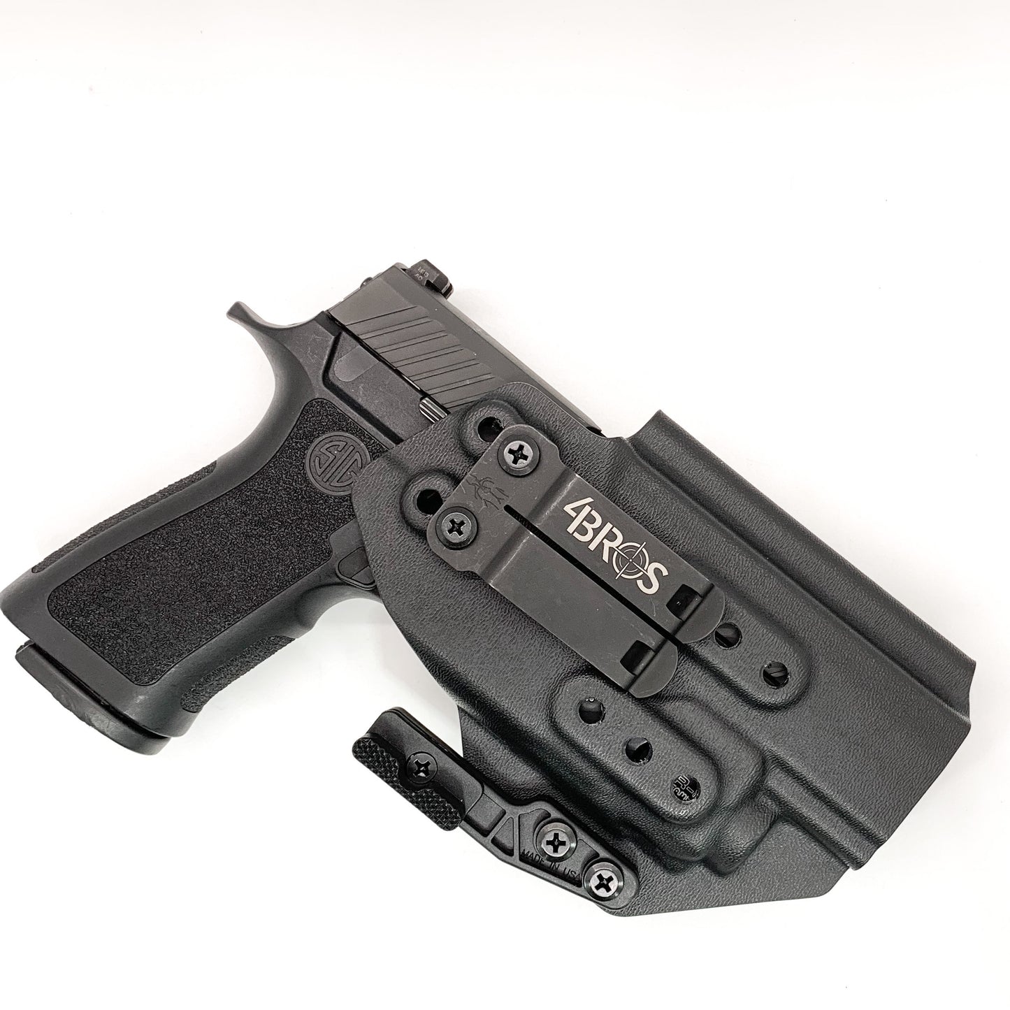 For the best IWB Kydex Inside Waistband Holster for the Sig Sauer P320, X5 & M17 & Streamlight TLR-8A & Align Tactical Thumb Rest shop Four Brothers Holsters.