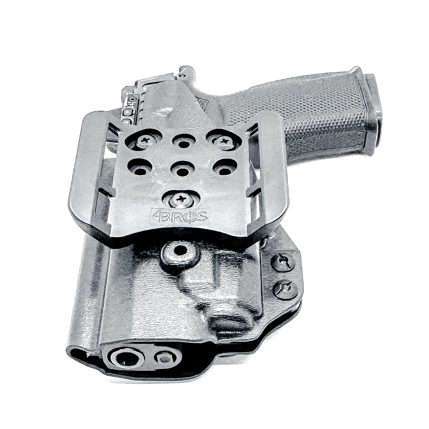 OWB Holster for the Sig Sauer P365-FUSE & Icarus Precision A.C.E. Module & TLR-7 X in black with the 4BROS 1.5" Belt Slide attachment.