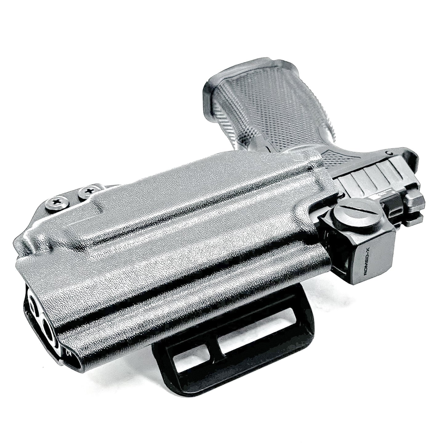 OWB Holster for the Sig Sauer P365-FUSE & Icarus Precision A.C.E. Module & TLR-7 X in black with the 4BROS 1.5" Belt Slide attachment.