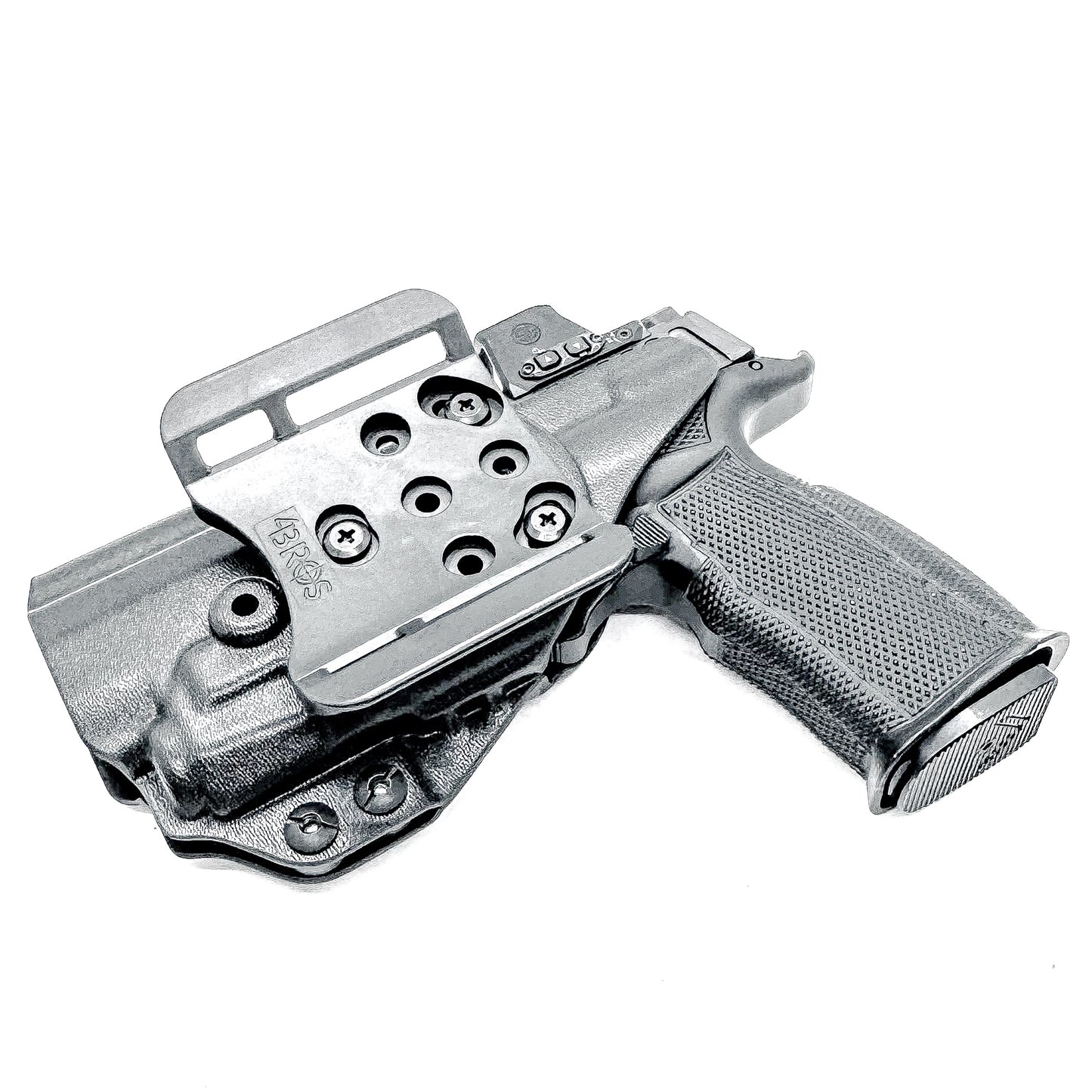 OWB Holster for the Sig Sauer P365-FUSE & Icarus Precision A.C.E. Module & TLR-7 X in black with the 4BROS 1.5" Belt Slide attachment.