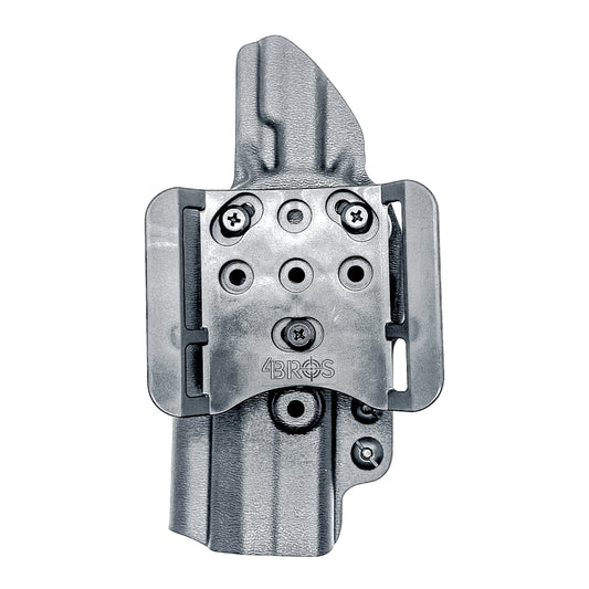 Versatile black OWB holster for Sig Sauer P365-FUSE. Ambidextrous design, optic-ready, and adjustable cant from Four Brothers Holsters