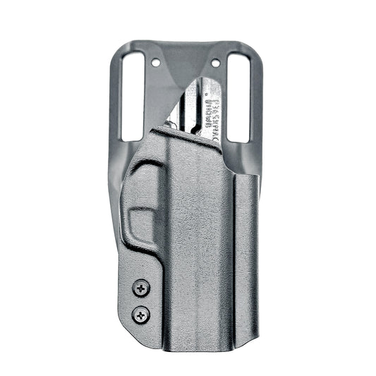 Black OWB light duty and competition holster for Sig Sauer P365-XMACRO. Red dot ready, threaded barrel compatible.