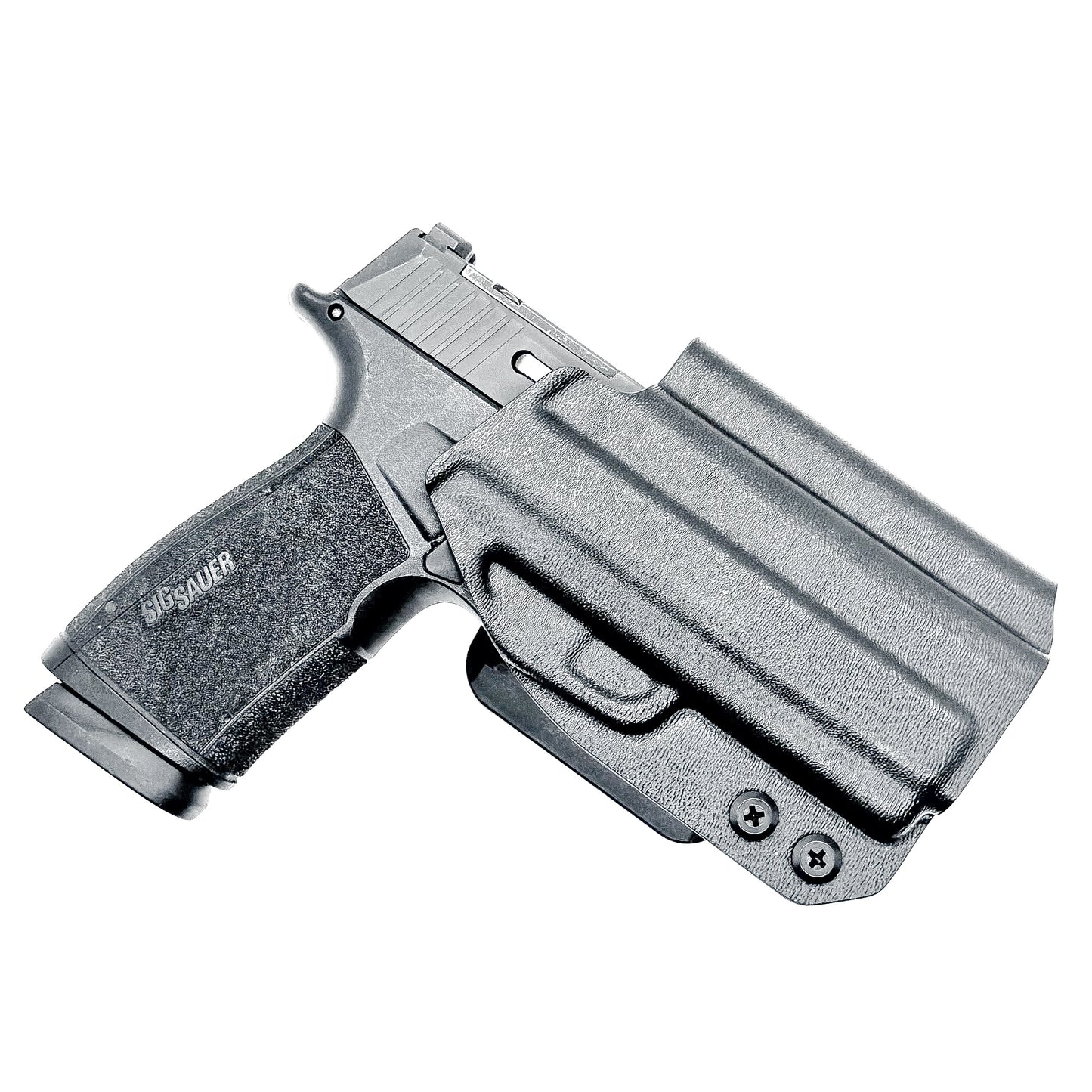 Black OWB Holster for Sig P365-XMACRO & Go Gun Gas Pedal with 4BROS 1.5" Belt Slide.