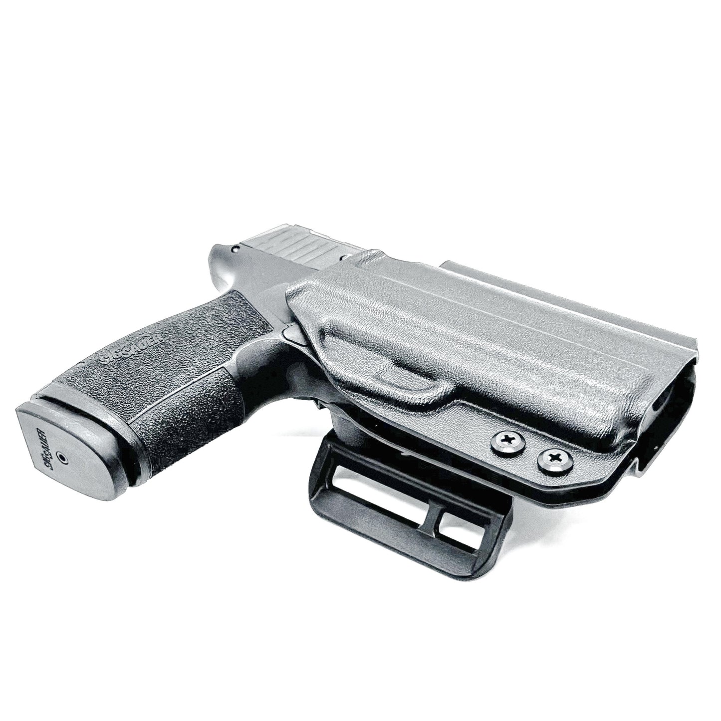 Black OWB Holster for Sig P365-XMACRO & Go Gun Gas Pedal with 4BROS 1.5" Belt Slide.