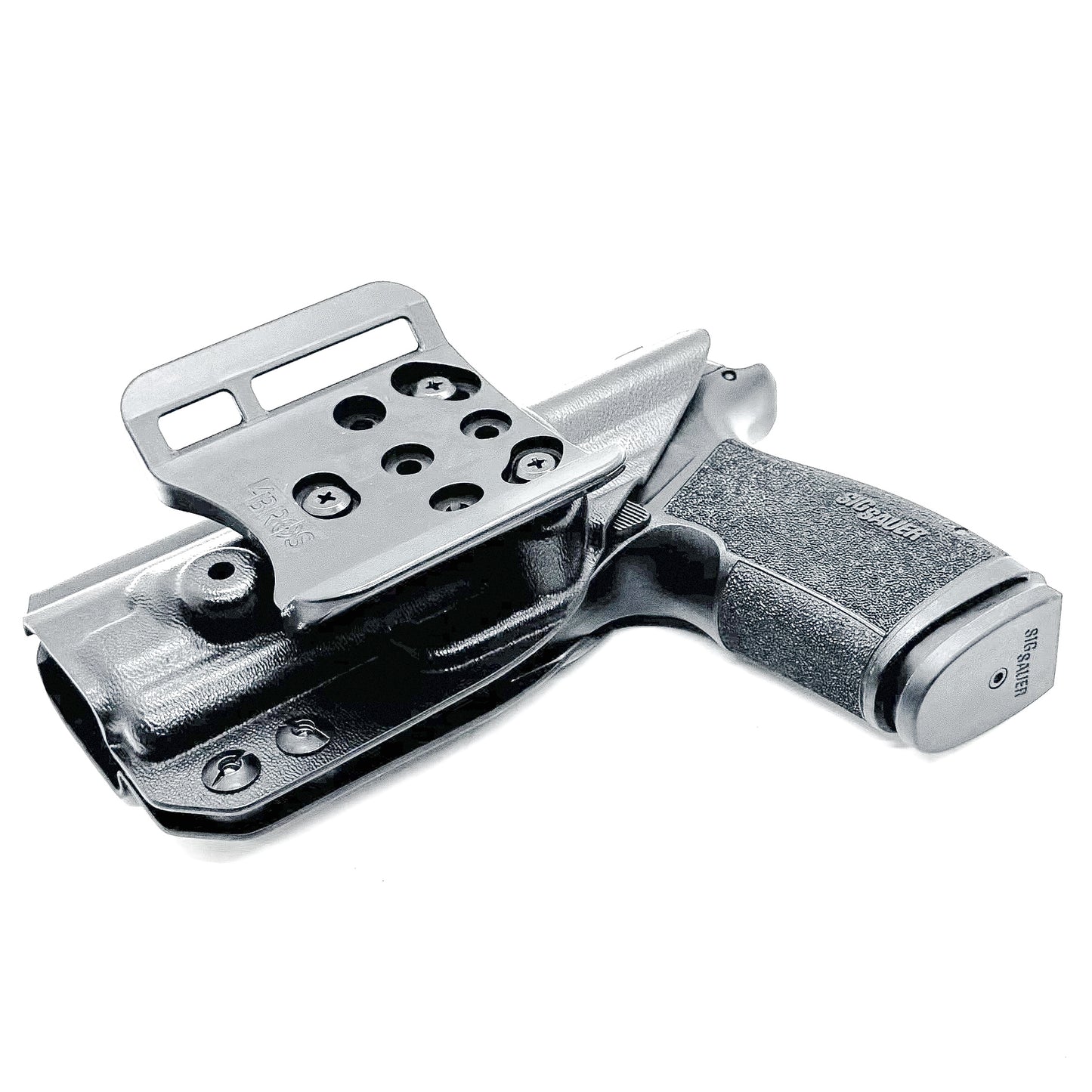 Black OWB Holster for Sig P365-XMACRO & Go Gun Gas Pedal with 4BROS 1.5" Belt Slide.