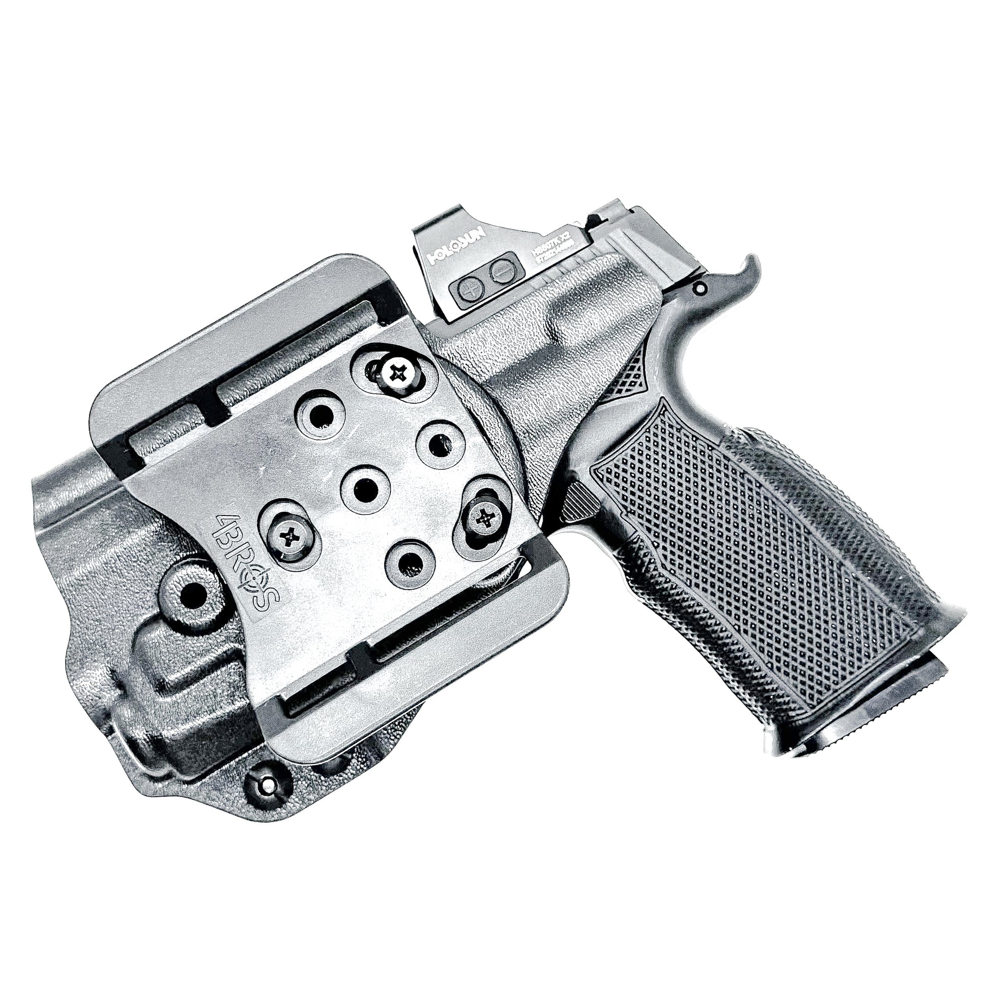 Black OWB holster for the Sig Sauer P365-XMACRO & Icarus Precision A.C.E. Module & TLR-7 XA with 4BROS 1.5" Belt Slide.