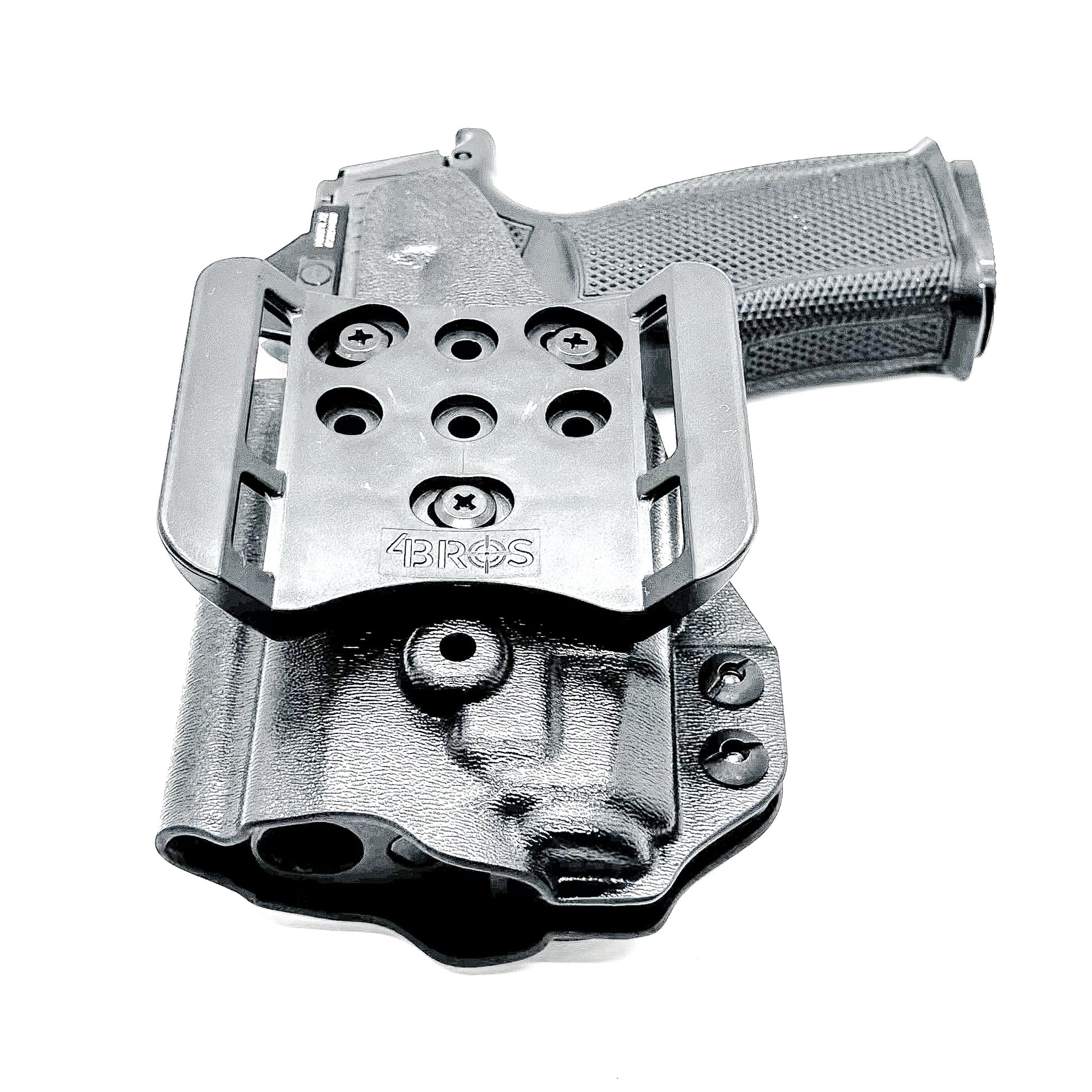 Black OWB holster for the Sig Sauer P365-XMACRO & Icarus Precision A.C.E. Module & TLR-7 XA with 4BROS 1.5" Belt Slide.