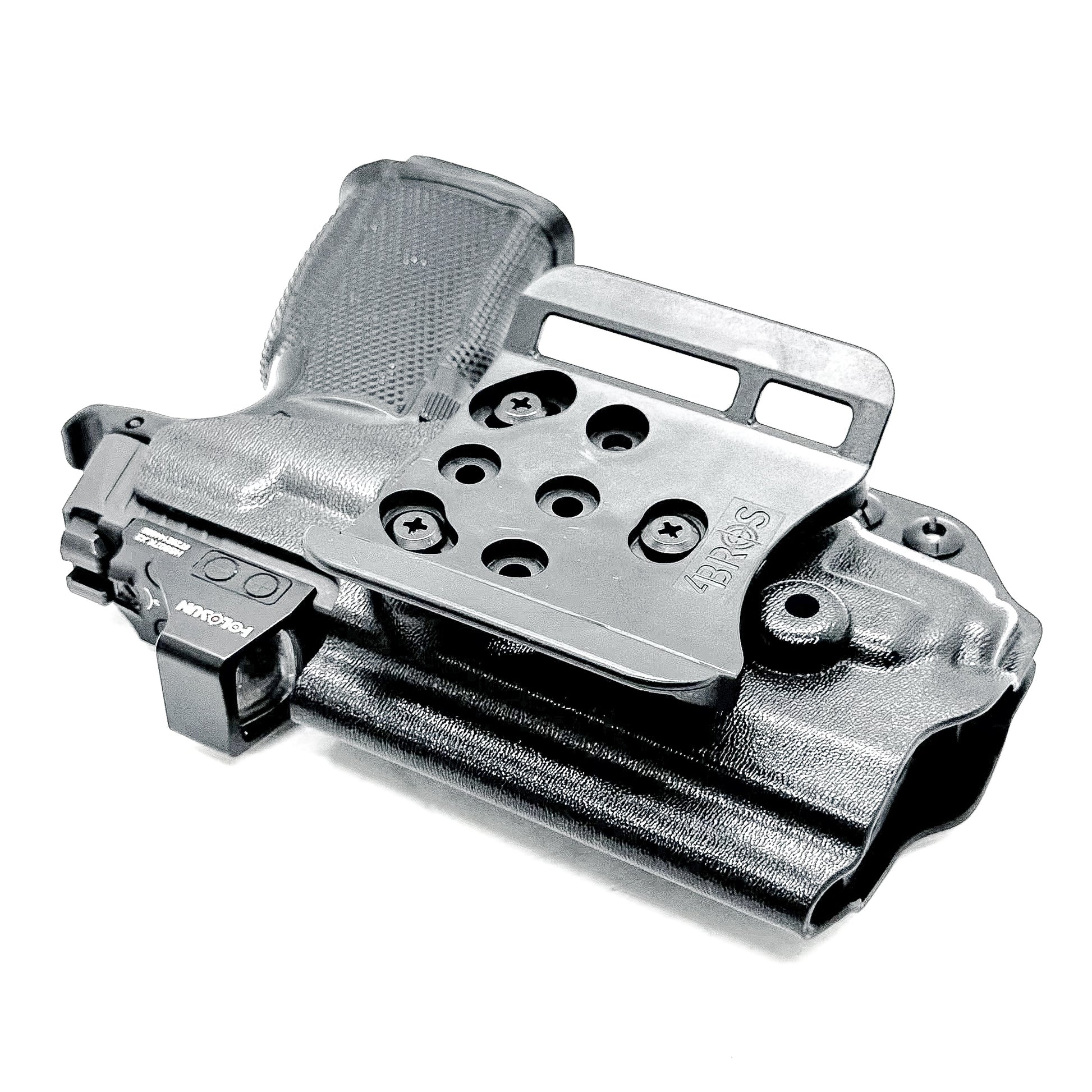 Black OWB holster for the Sig Sauer P365-XMACRO & Icarus Precision A.C.E. Module & TLR-7 XA with 4BROS 1.5" Belt Slide.