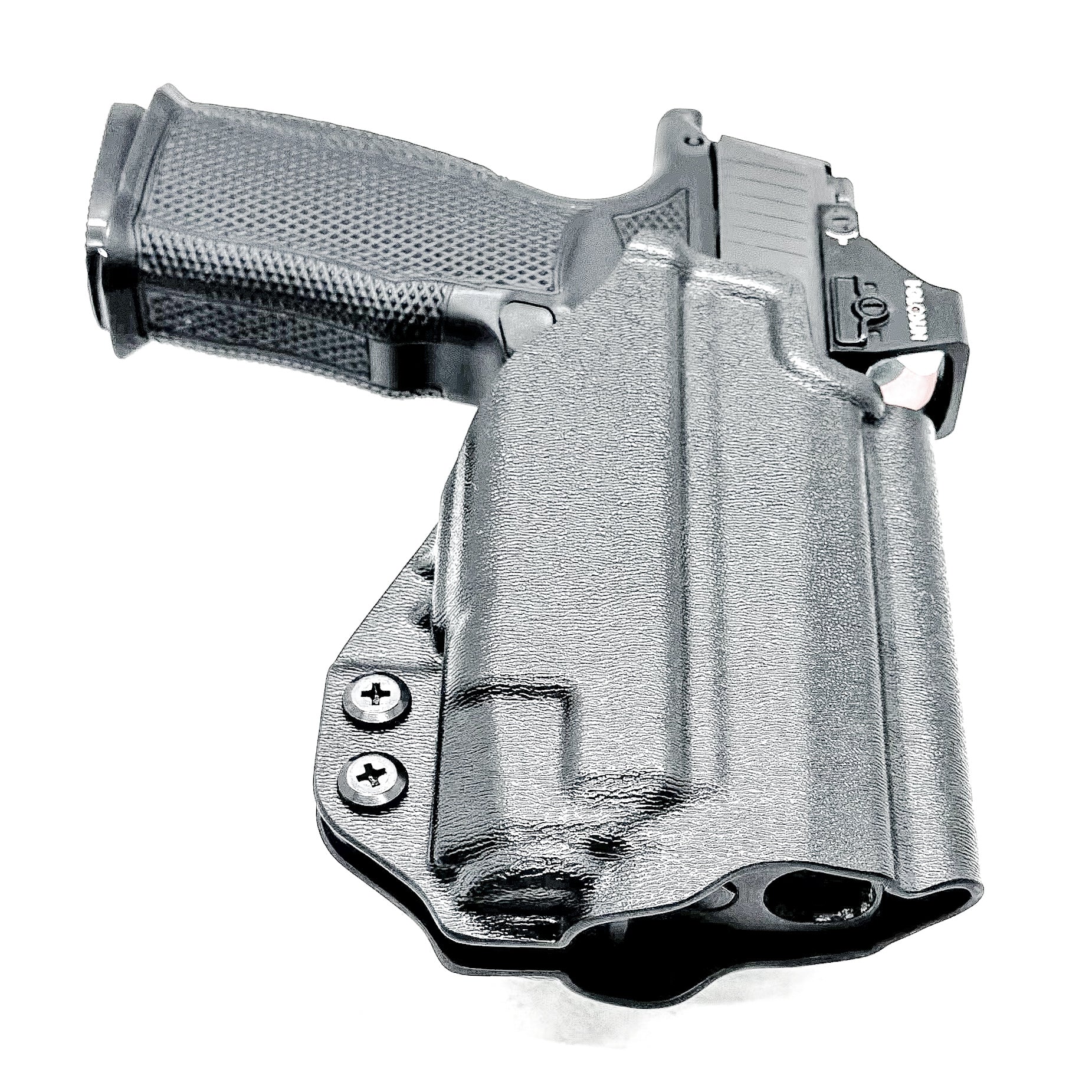 Black OWB holster for the Sig Sauer P365-XMACRO & Icarus Precision A.C.E. Module & TLR-7 XA with 4BROS 1.5" Belt Slide.