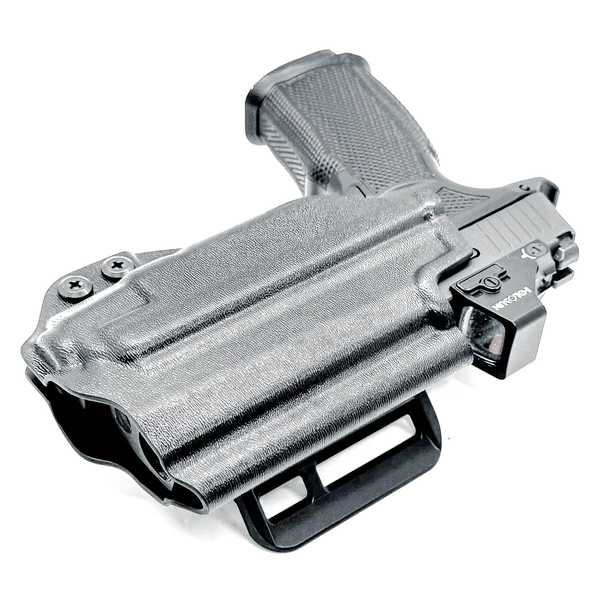 Black OWB holster for the Sig Sauer P365-XMACRO & Icarus Precision A.C.E. Module & TLR-7 XA with 4BROS 1.5" Belt Slide.