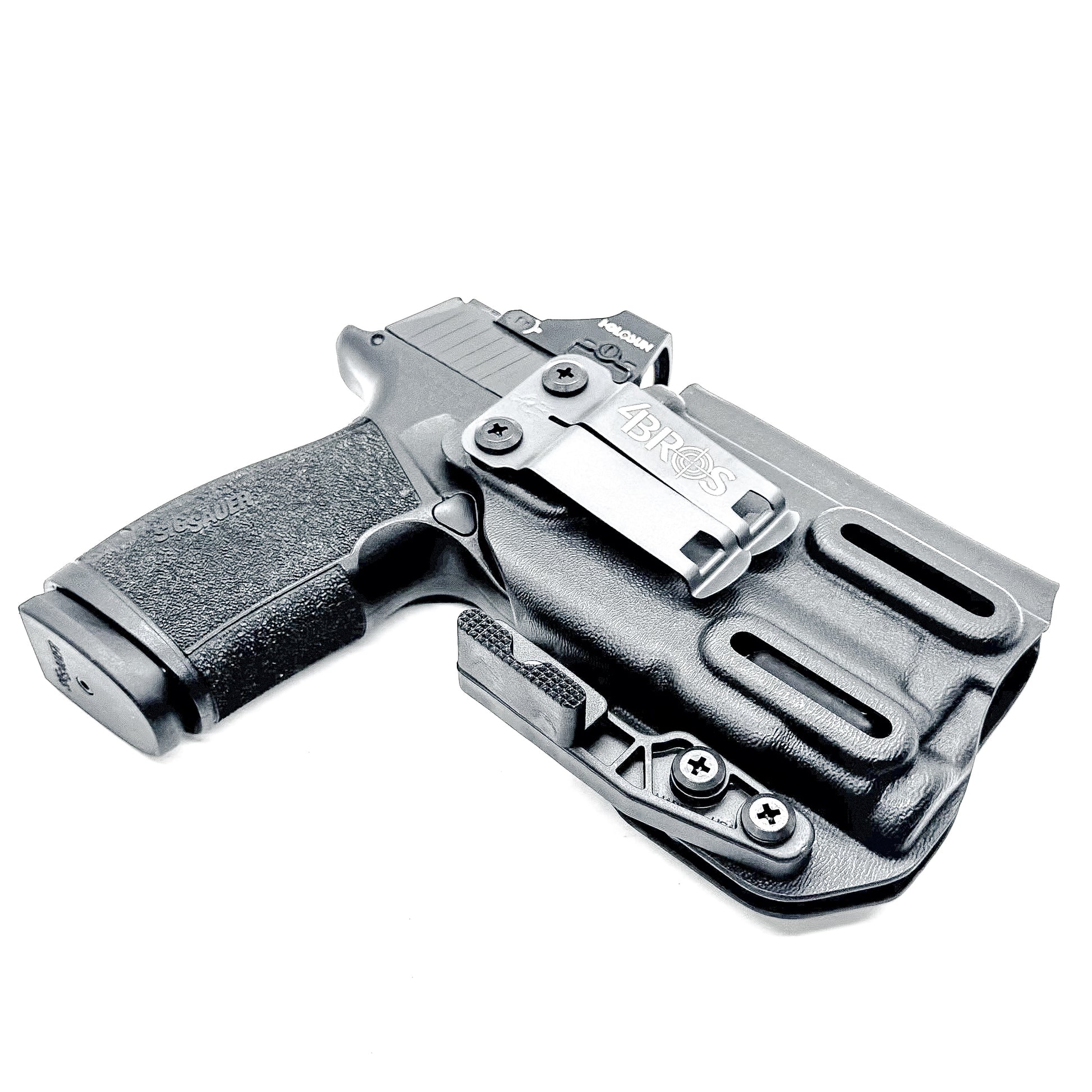 Black IWB holster for the Sig P365-XMACRO TACOPS & TLR-7 Sub Light with DCC Monoblock and Modwing.