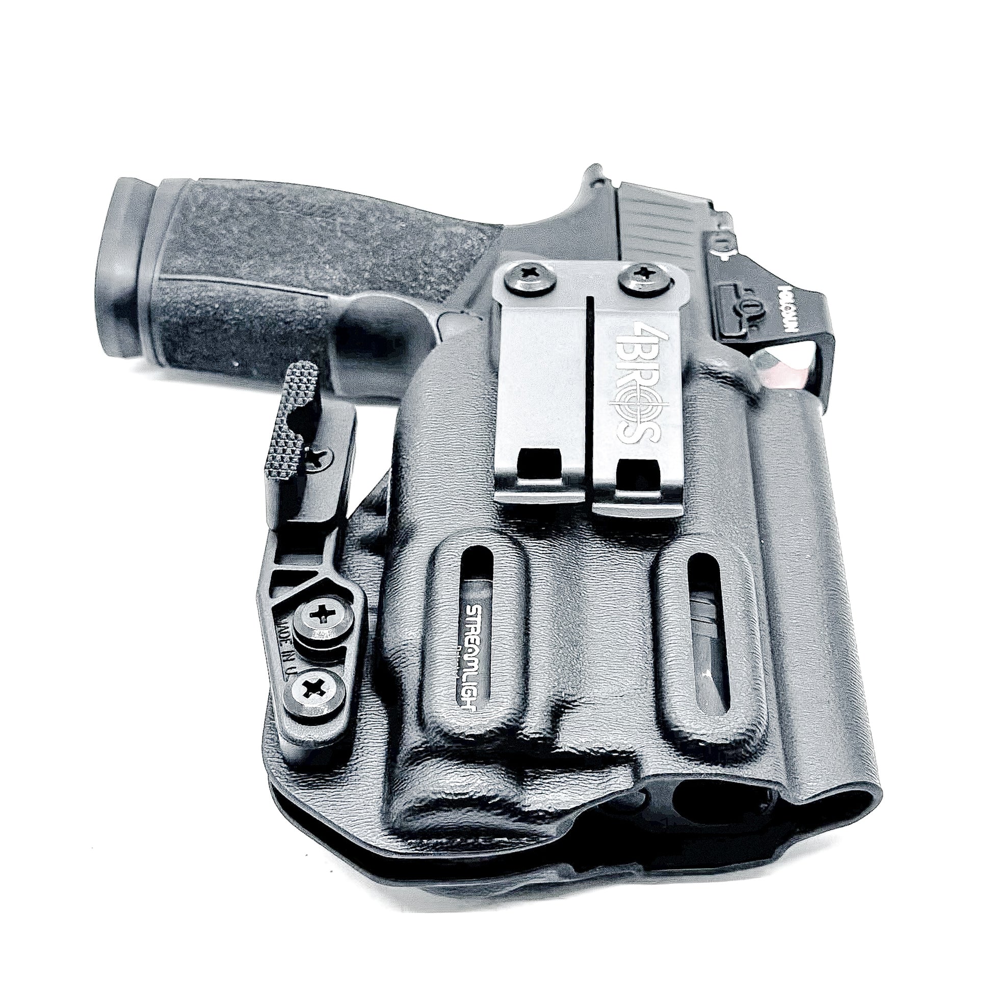 Black IWB holster for the Sig P365-XMACRO & TLR-7 Sub Light with DCC Monoblock and Modwing.