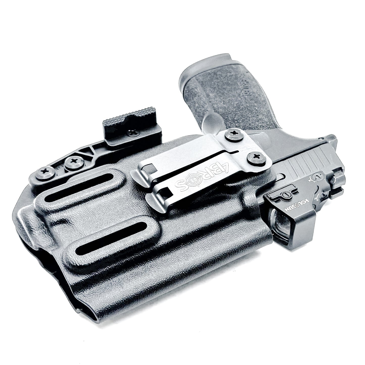 Black IWB holster for the Sig P365-XMACRO & TLR-7 Sub Light with DCC Monoblock and Modwing.