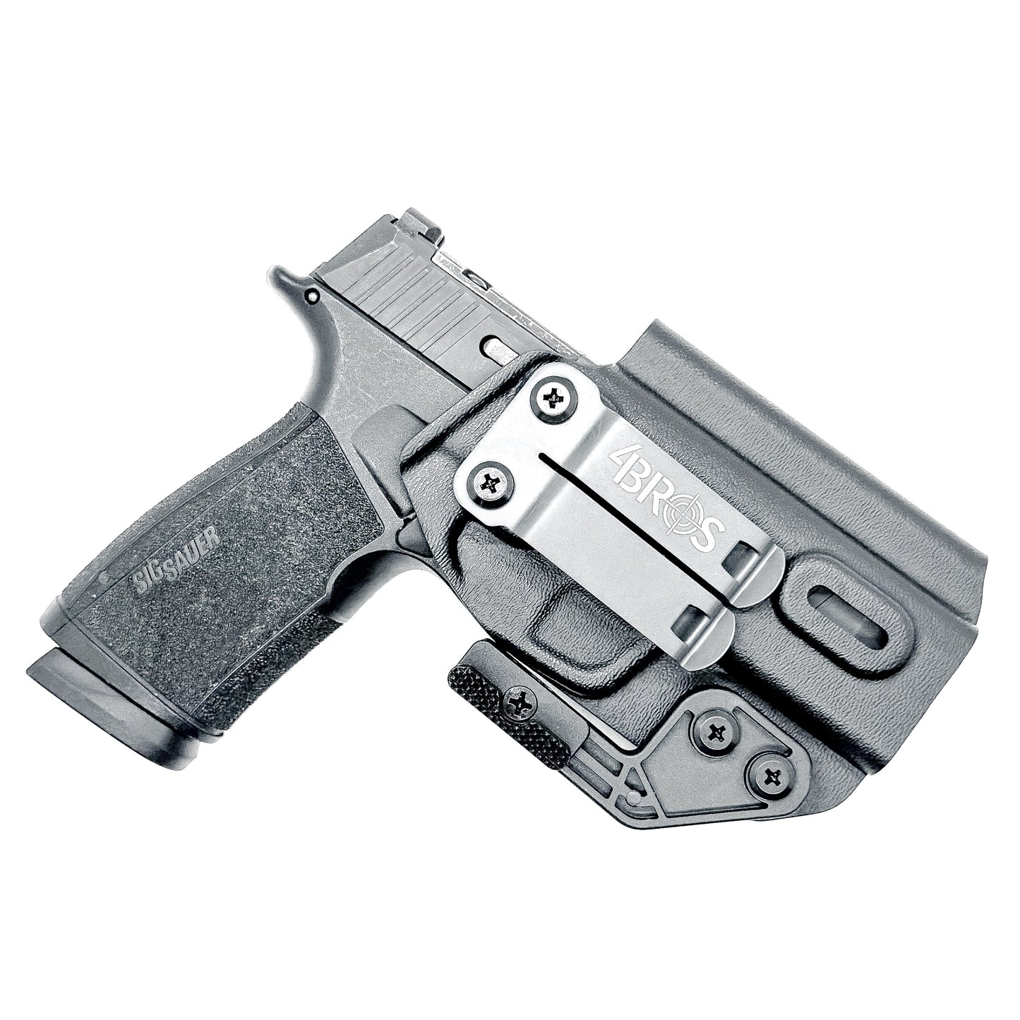 Inside Waistband Holster for the Sig Sauer P365-XMacro Tacops with Monoblock and Modwing in black.