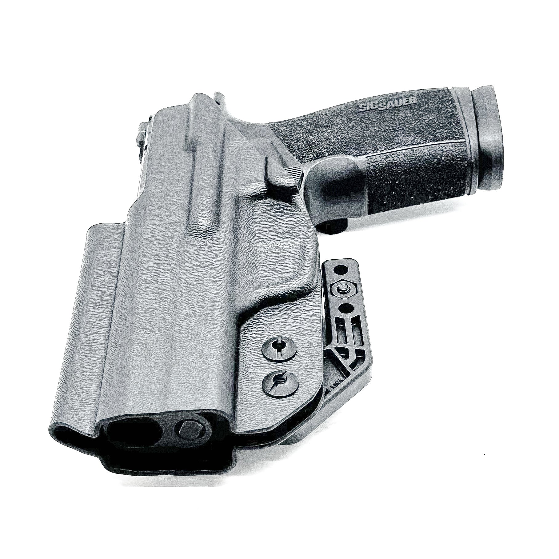 Inside Waistband Holster for the Sig Sauer P365-XMacro Tacops with Monoblock and Modwing in black.