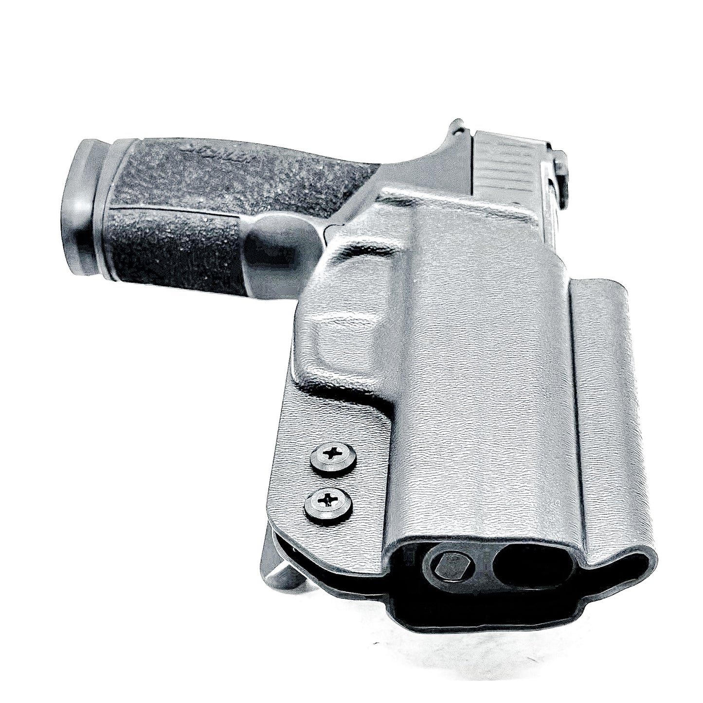 Black Sig Sauer P365-XMACRO Tacops Outside Waistband holster with 4BROS 1.5" Belt Slide.