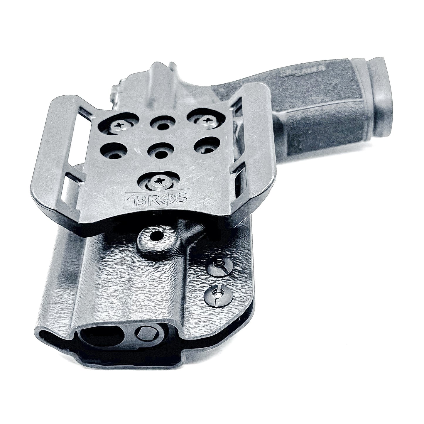 Black Sig Sauer P365-XMACRO Tacops Outside Waistband holster with 4BROS 1.5" Belt Slide.