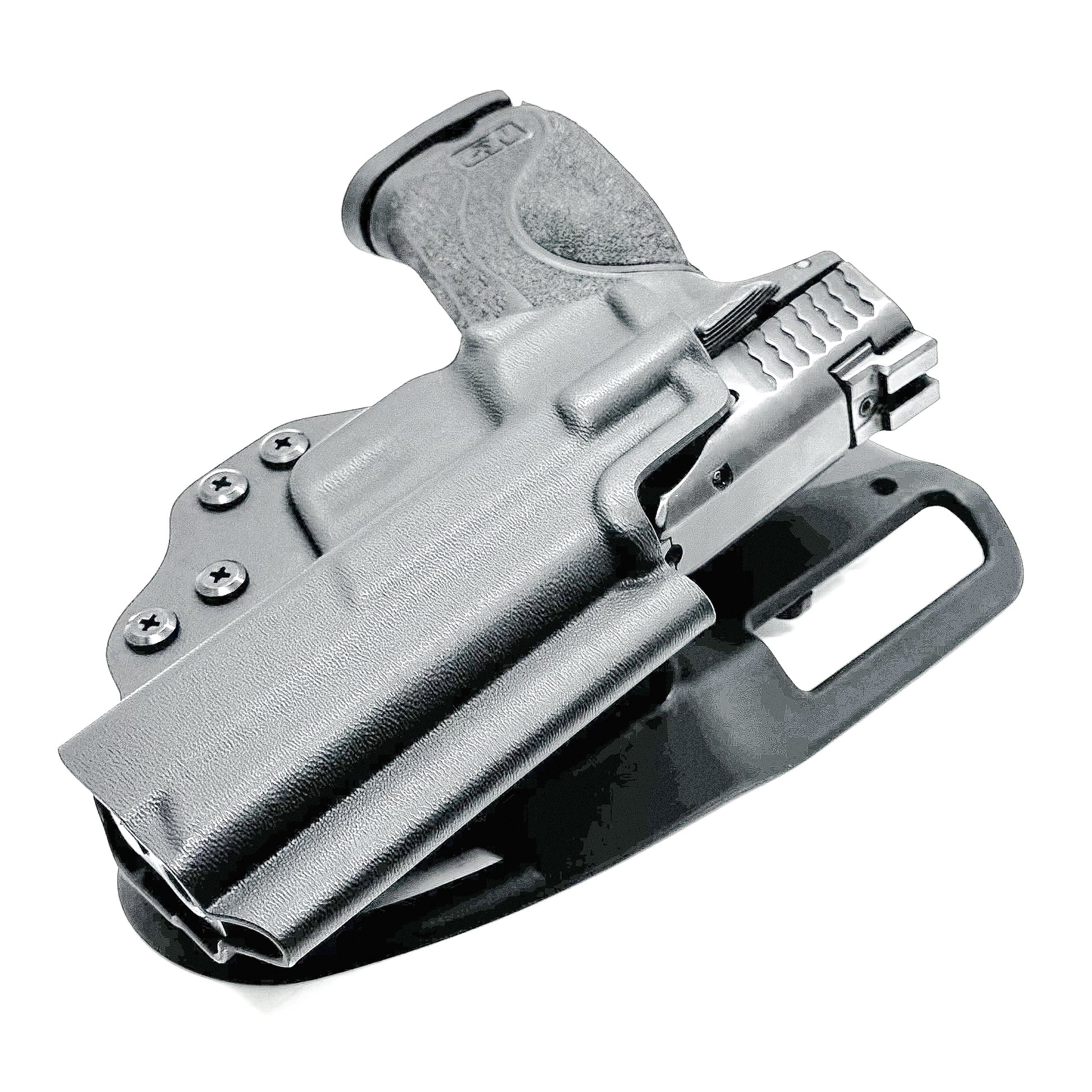 Duty and competition-style outside waistband Kydex holster for Smith & Wesson M&P 4" and 4.25" pistols – proudly made in the USA by Four Brothers Holsters.