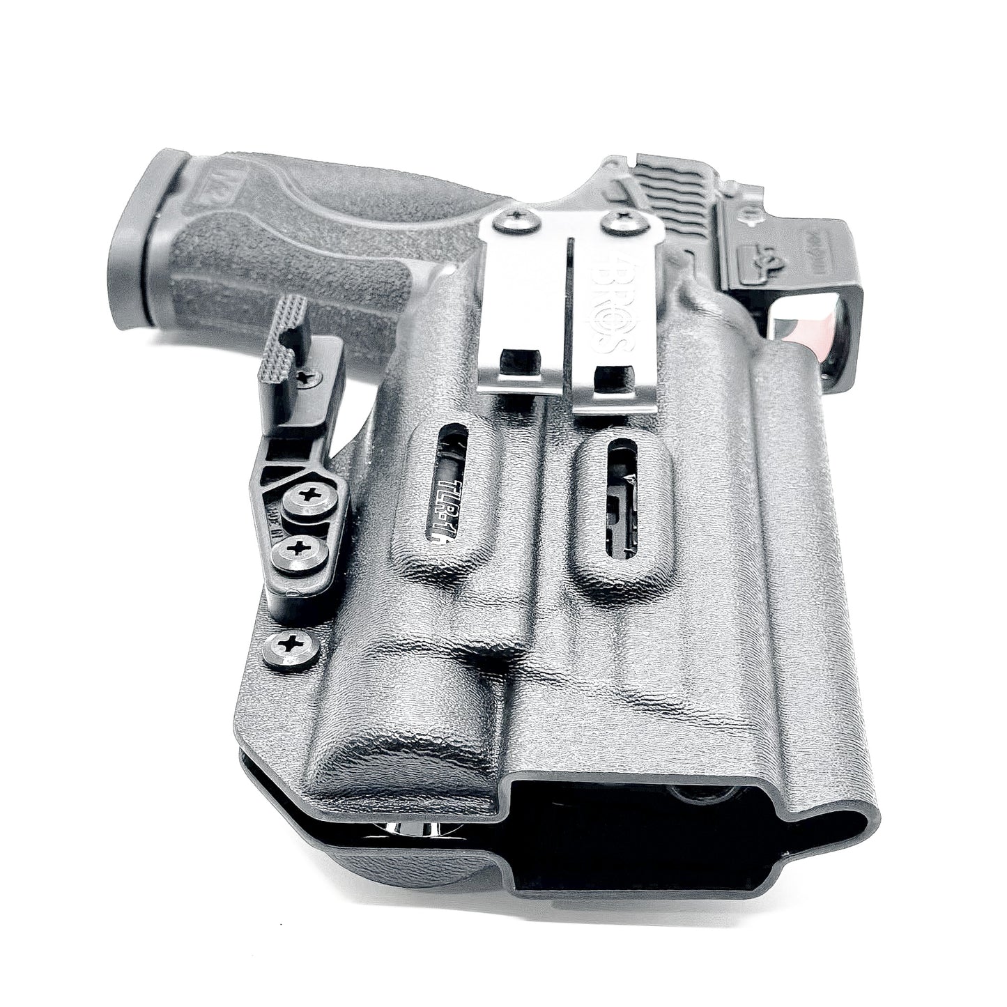 For the best Inside Waistband IWB for the Smith & Wesson 4.6 10MM pistol with the Streamlight TLR-1 HL-X Kydex Holster, shop Four Brothers 4BROS Holsters.