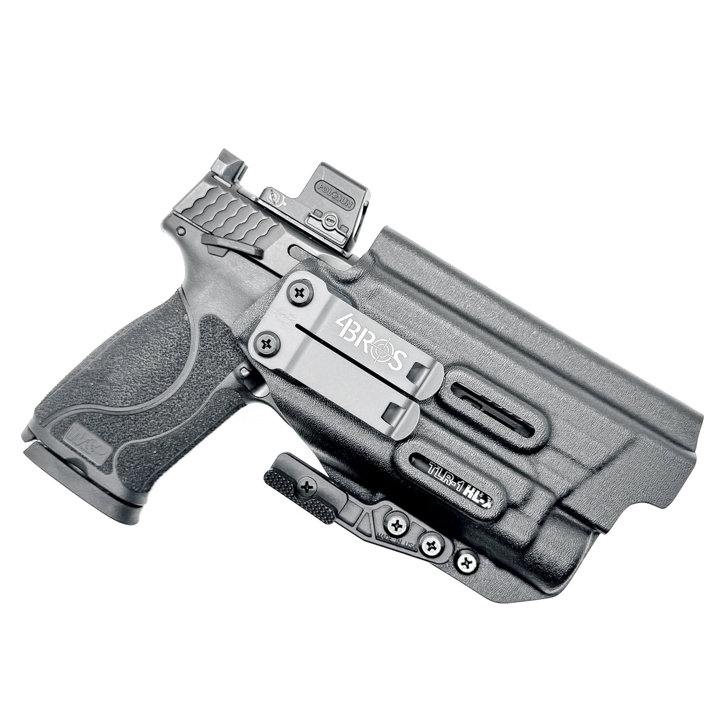 For the best Inside Waistband IWB Holster for the Smith & Wesson 5.6 10MM Performance Center pistol & Streamlight TLR-1 HL-X shop Four Brothers 4BROS Holsters.