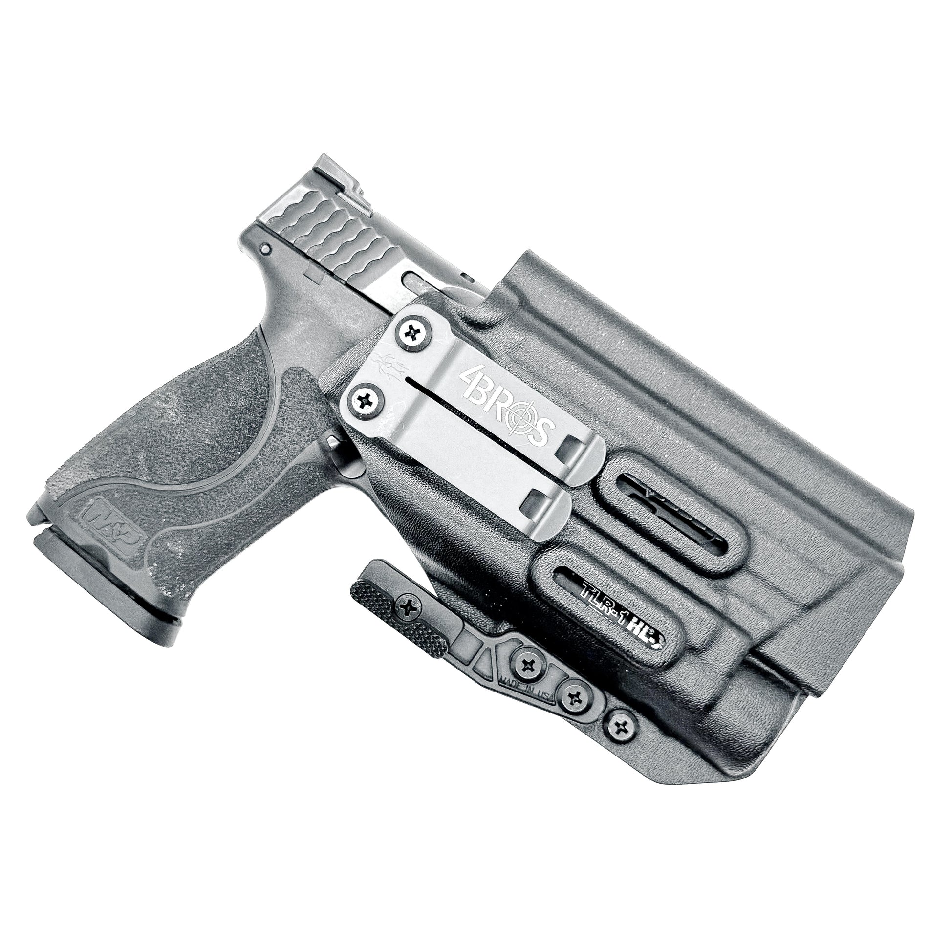 For the best Inside Waistband IWB for the Smith & Wesson M2.0 5" 9MM pistol with the  Streamlight TLR-1 HL-X Kydex Holster, shop Four Brothers 4BROS Holsters.