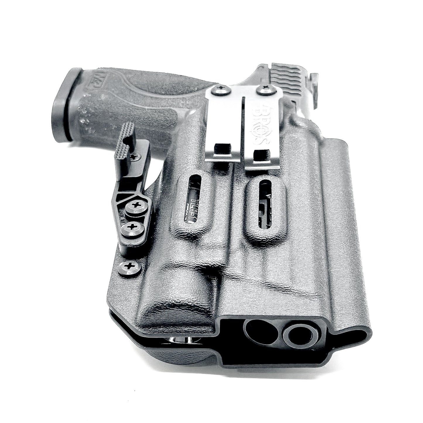 For the best Inside Waistband IWB for the Smith & Wesson M2.0 5" 9MM pistol with the  Streamlight TLR-1 HL-X Kydex Holster, shop Four Brothers 4BROS Holsters.