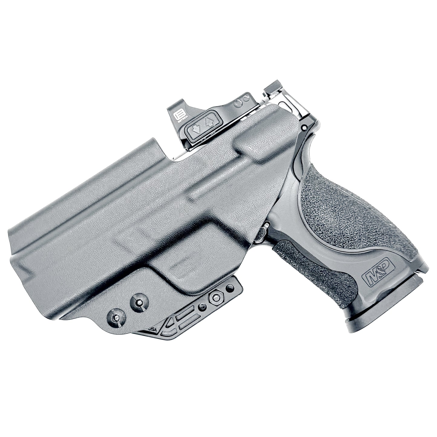 Black Smith & Wesson M&P 9 M2.0 Metal and Metal Carry Comp IWB Holster with Monoblock and Modwing