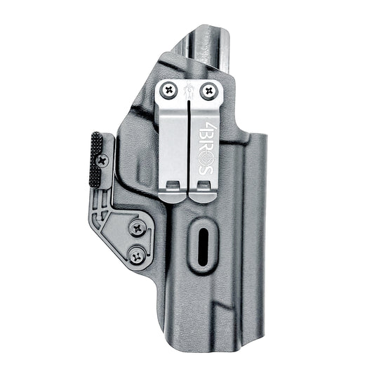 Inside waistband taco-style Kydex holster for Smith & Wesson M&P M2.0 5" pistol with thumb safety – crafted for IWB and AIWB carry by Four Brothers Holsters.
