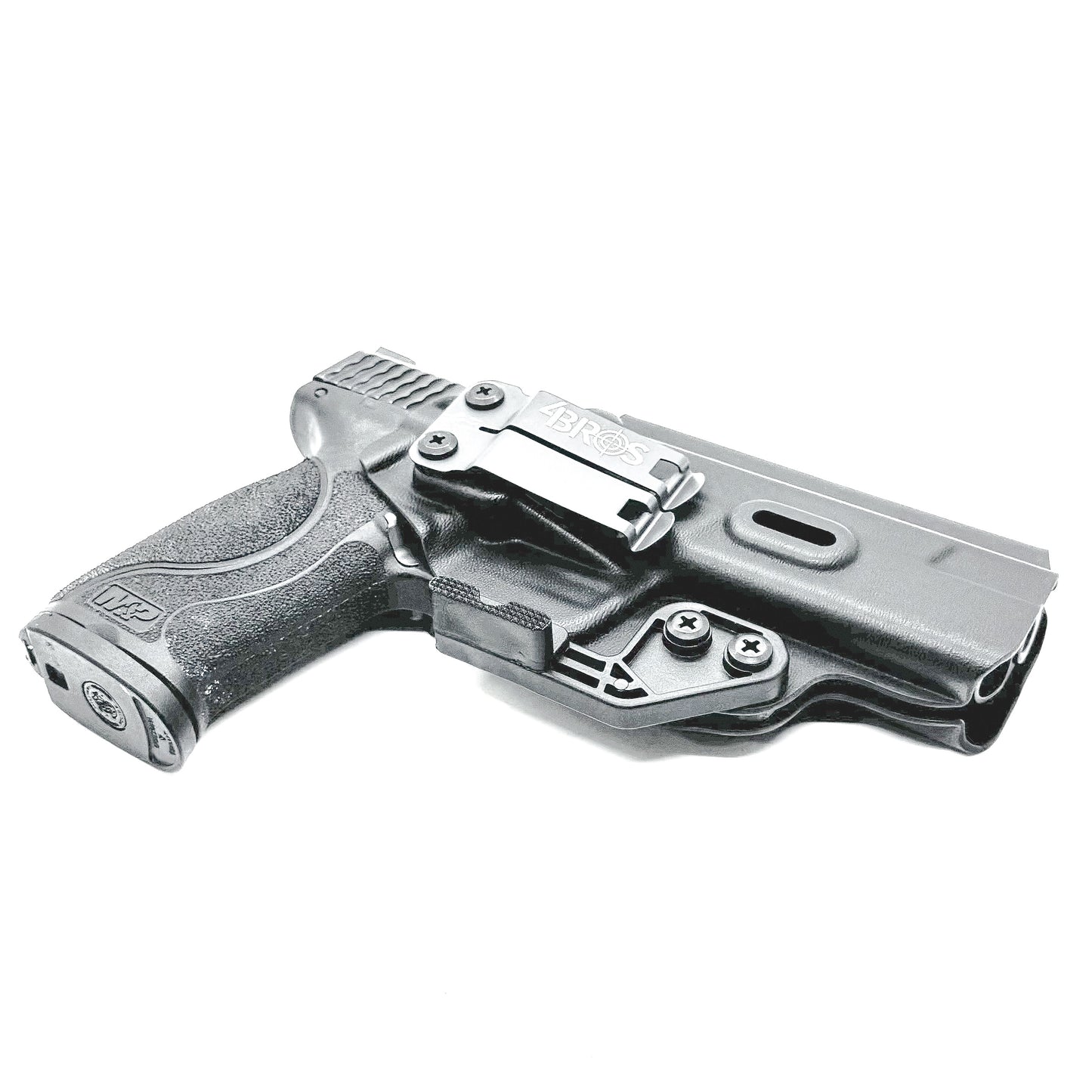 Inside waistband taco-style Kydex holster for Smith & Wesson M&P M2.0 5" pistol with thumb safety – crafted for IWB and AIWB carry by Four Brothers Holsters.