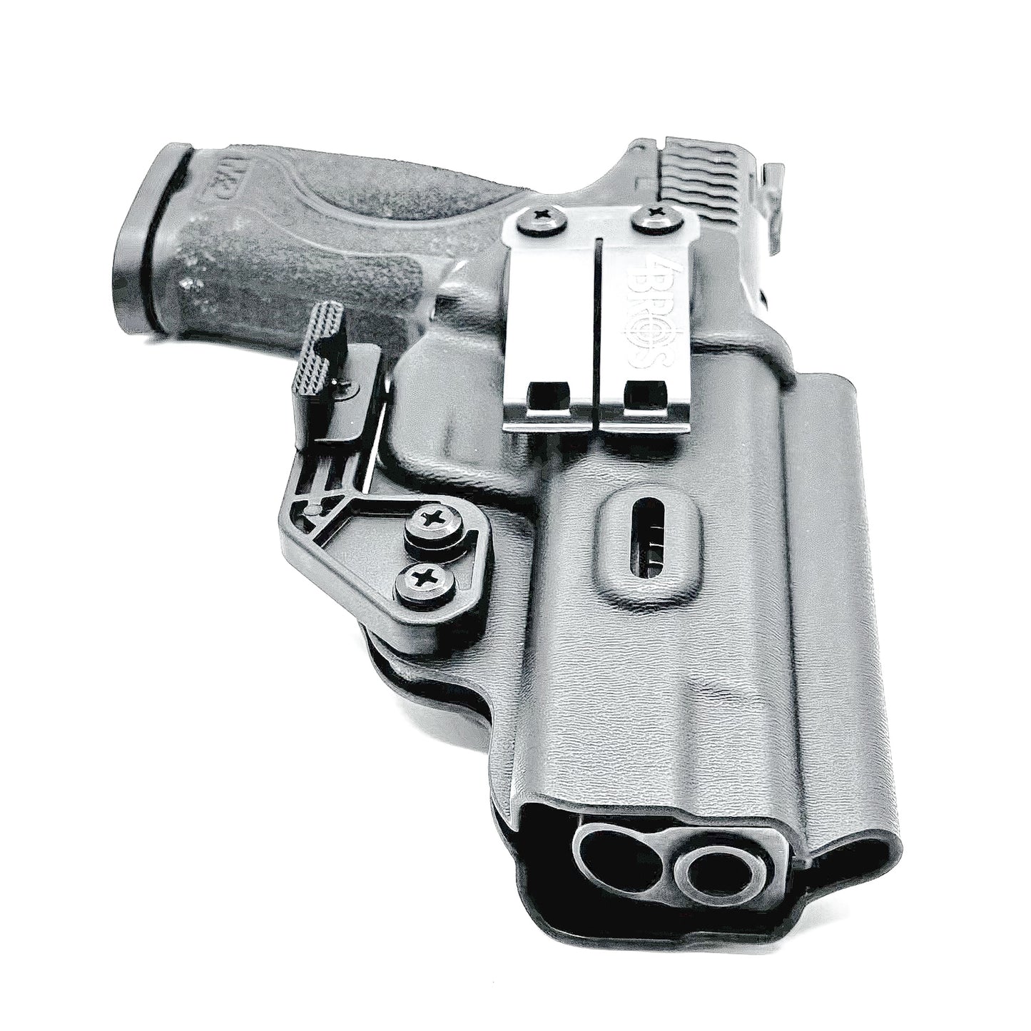 Inside waistband taco-style Kydex holster for Smith & Wesson M&P M2.0 5" pistol with thumb safety – crafted for IWB and AIWB carry by Four Brothers Holsters.