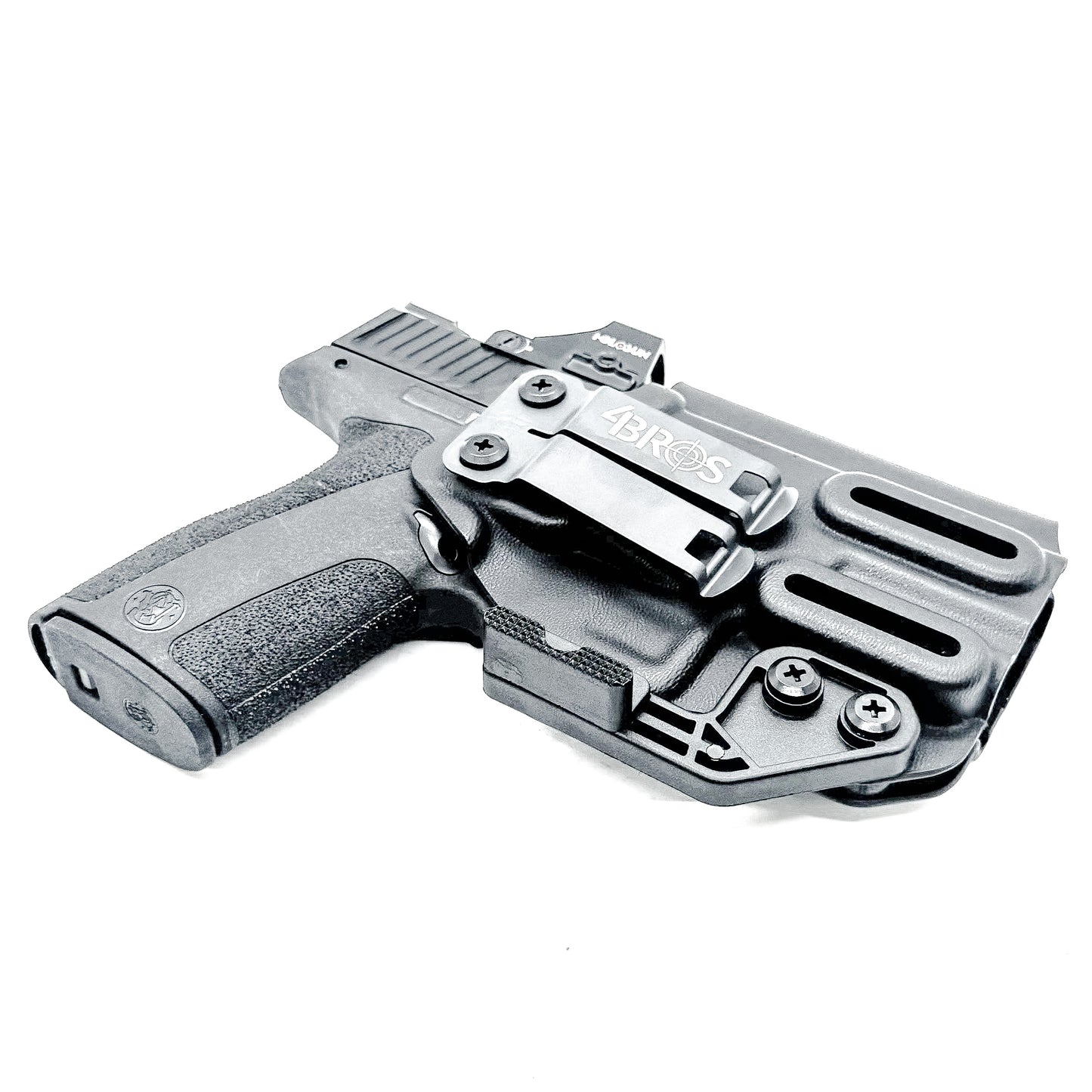 Precision-molded IWB holster for Smith & Wesson M&P Shield X. Adjustable retention, sweat-guard protection, optic-cut ready, and proudly made in the USA