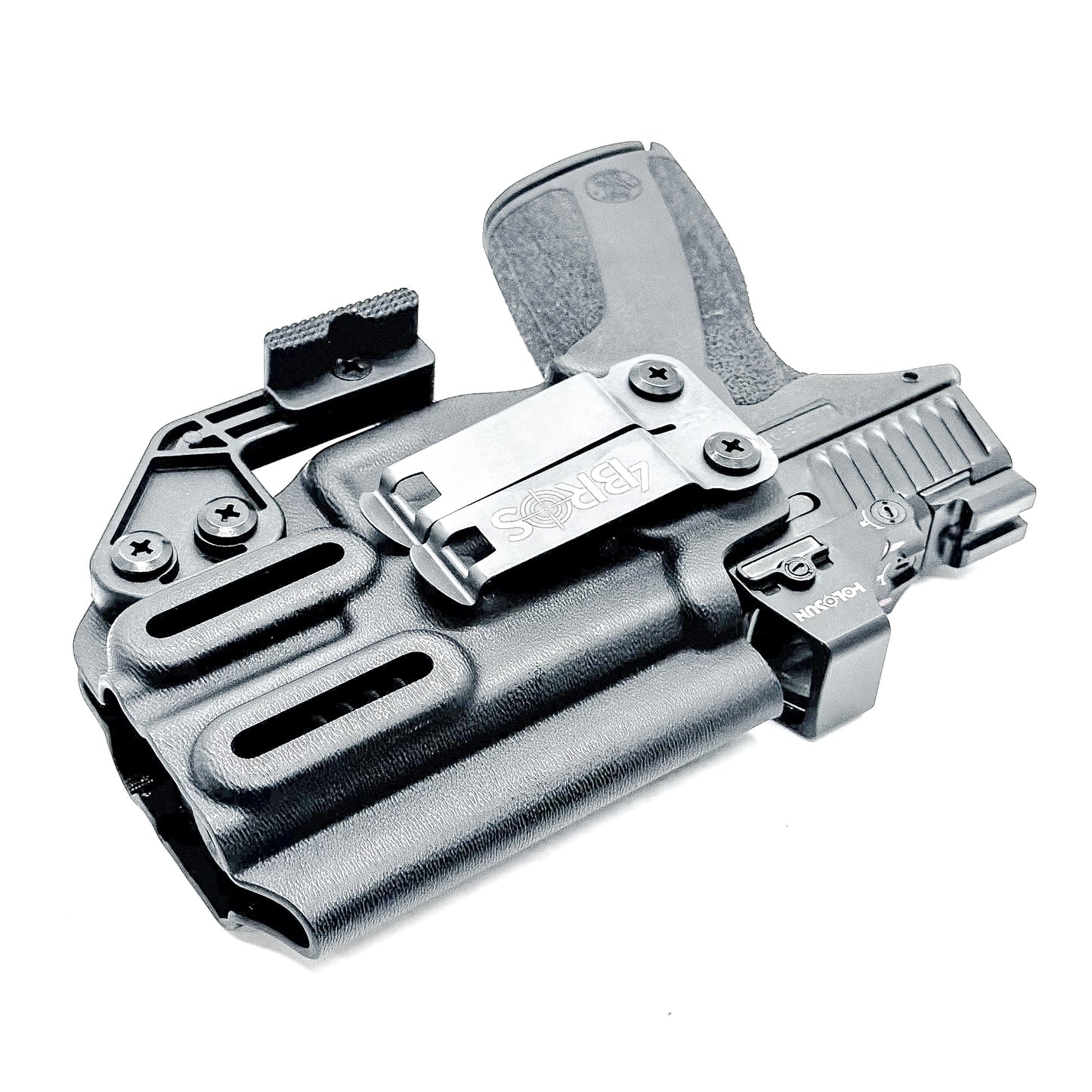 Precision-molded IWB holster for Smith & Wesson M&P Shield X. Adjustable retention, sweat-guard protection, optic-cut ready, and proudly made in the USA