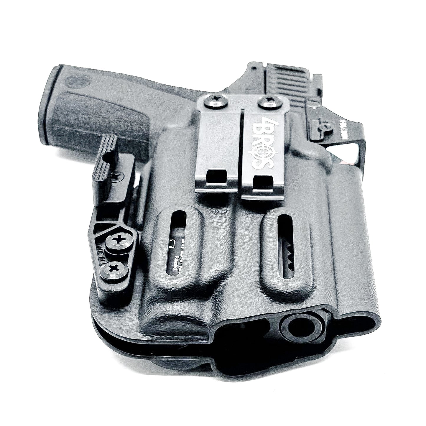 Black Kydex IWB holster for Smith & Wesson M&P Shield X and Streamlight 1913 TLR-7 Sub with a Monoblock and Modwing