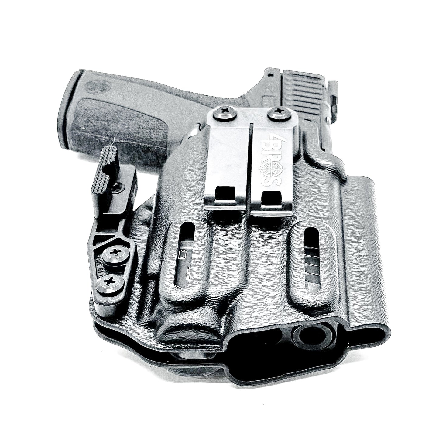 Black Kydex Precision IWB holster for M&P Shield X with TR-8 Sub, TR-8 X Sub & TR-8 HL-X Sub with Monoblock and Modwing