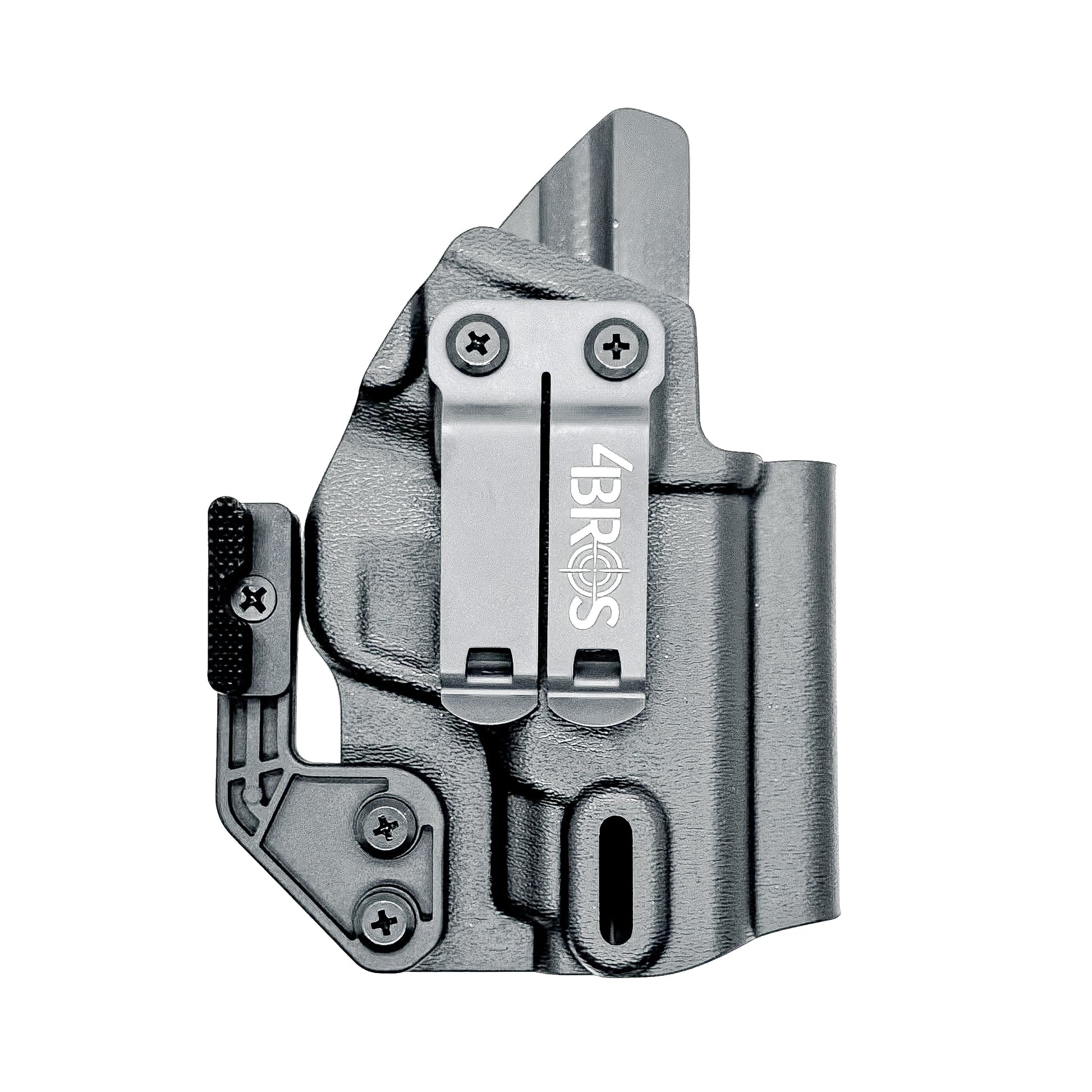 Black Inside Waistband IWB holster for Smith & Wesson Shield & Shield Plus. Red dot ready, Modwing compatible, adjustable retention, & made in the USA